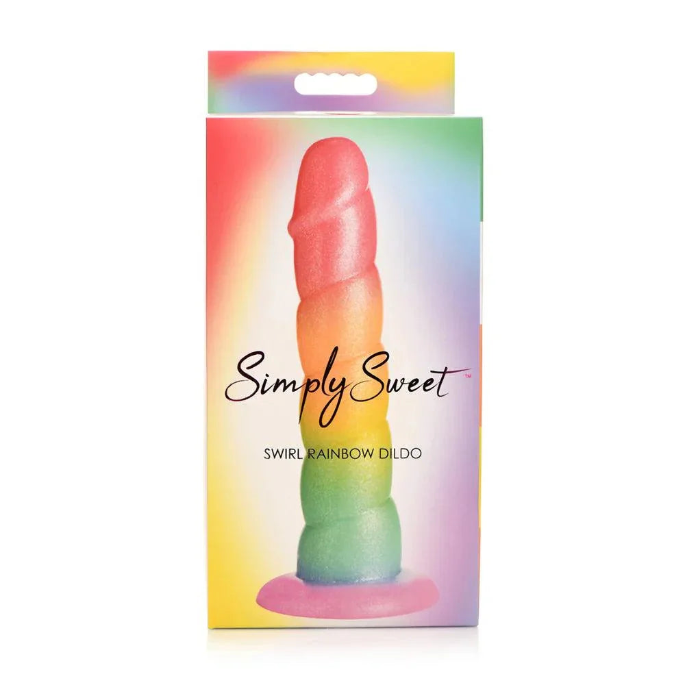 Simply Sweet Swirl 6.5 in. Silicone Dildo Rainbow - Buy At Luxury Toy X - Free 3-Day Shipping