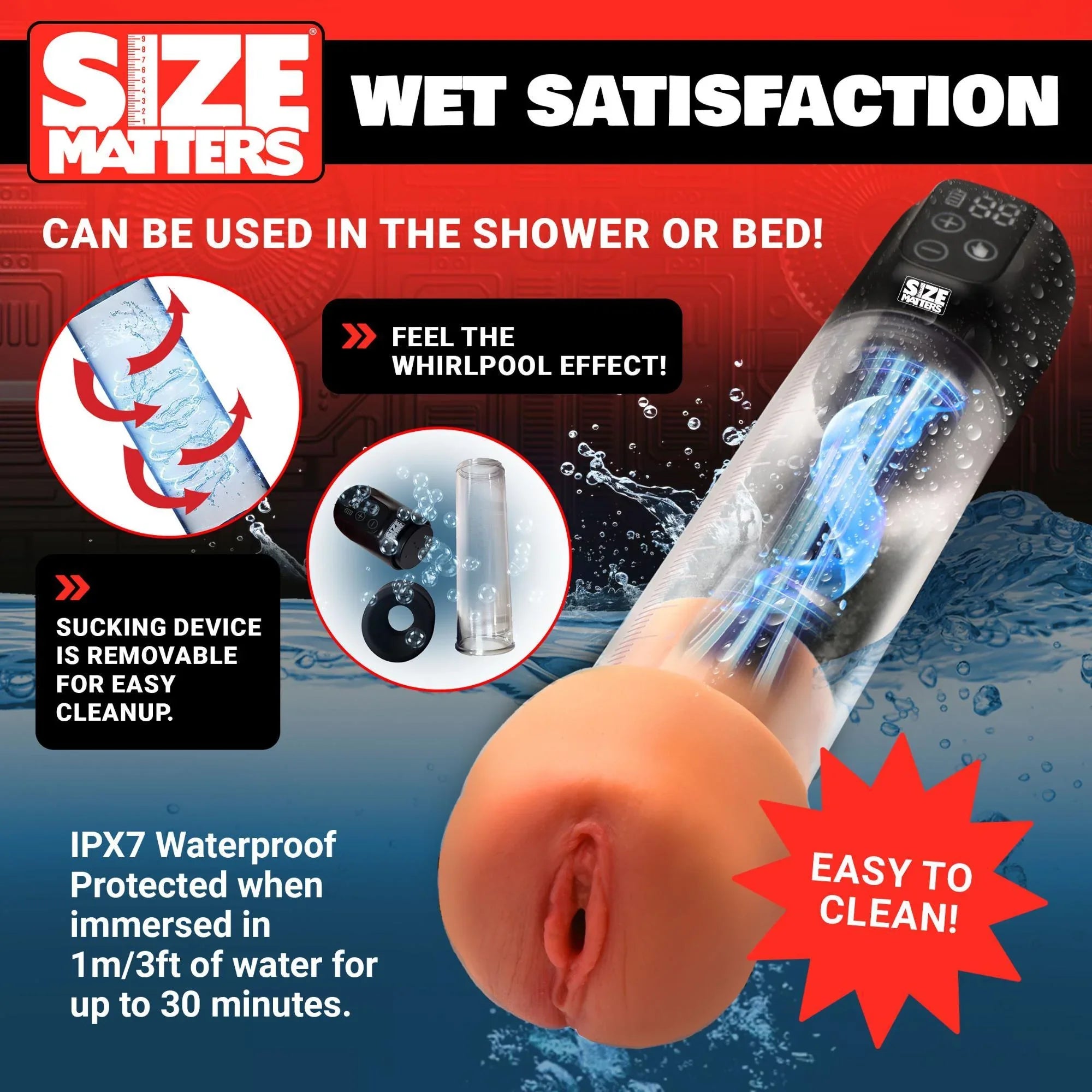 Size Matters 5X Rechargeable Sucking Penis Pump with Attachments - Buy At Luxury Toy X - Free 3-Day Shipping