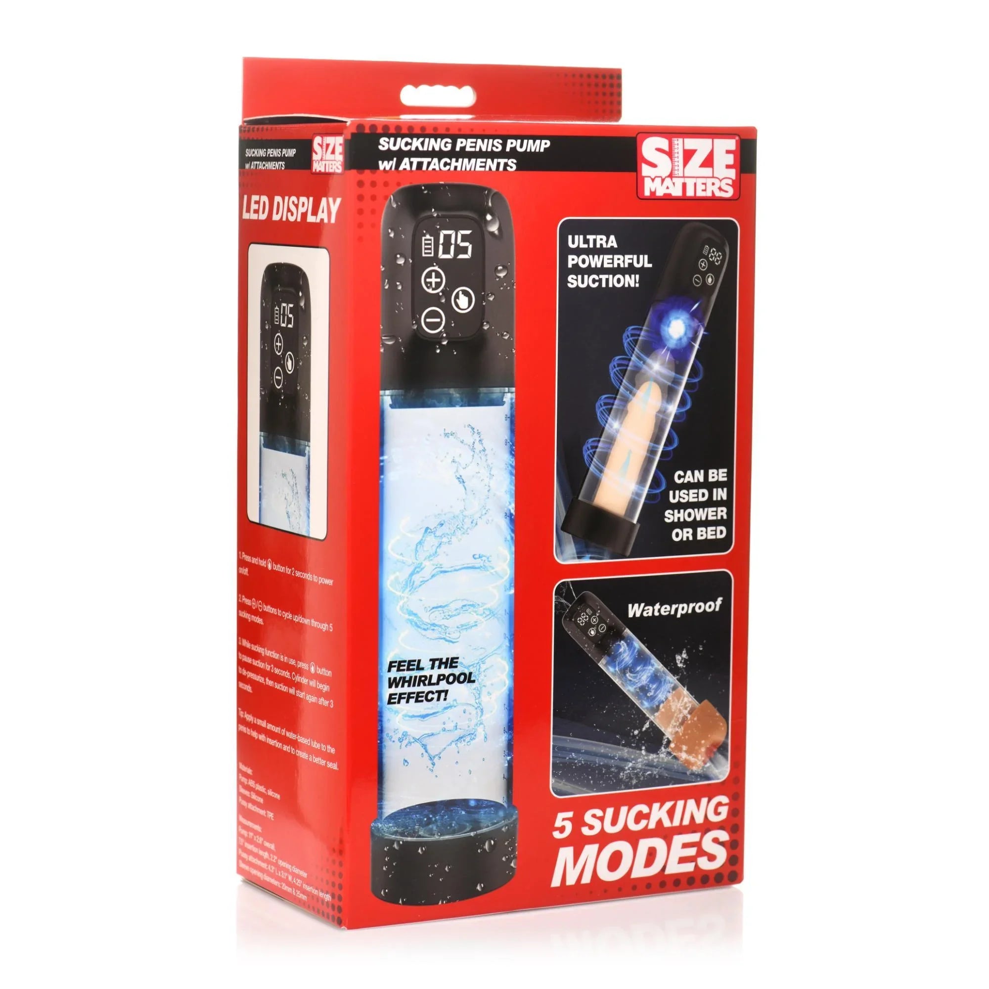 Size Matters 5X Rechargeable Sucking Penis Pump with Attachments - Buy At Luxury Toy X - Free 3-Day Shipping