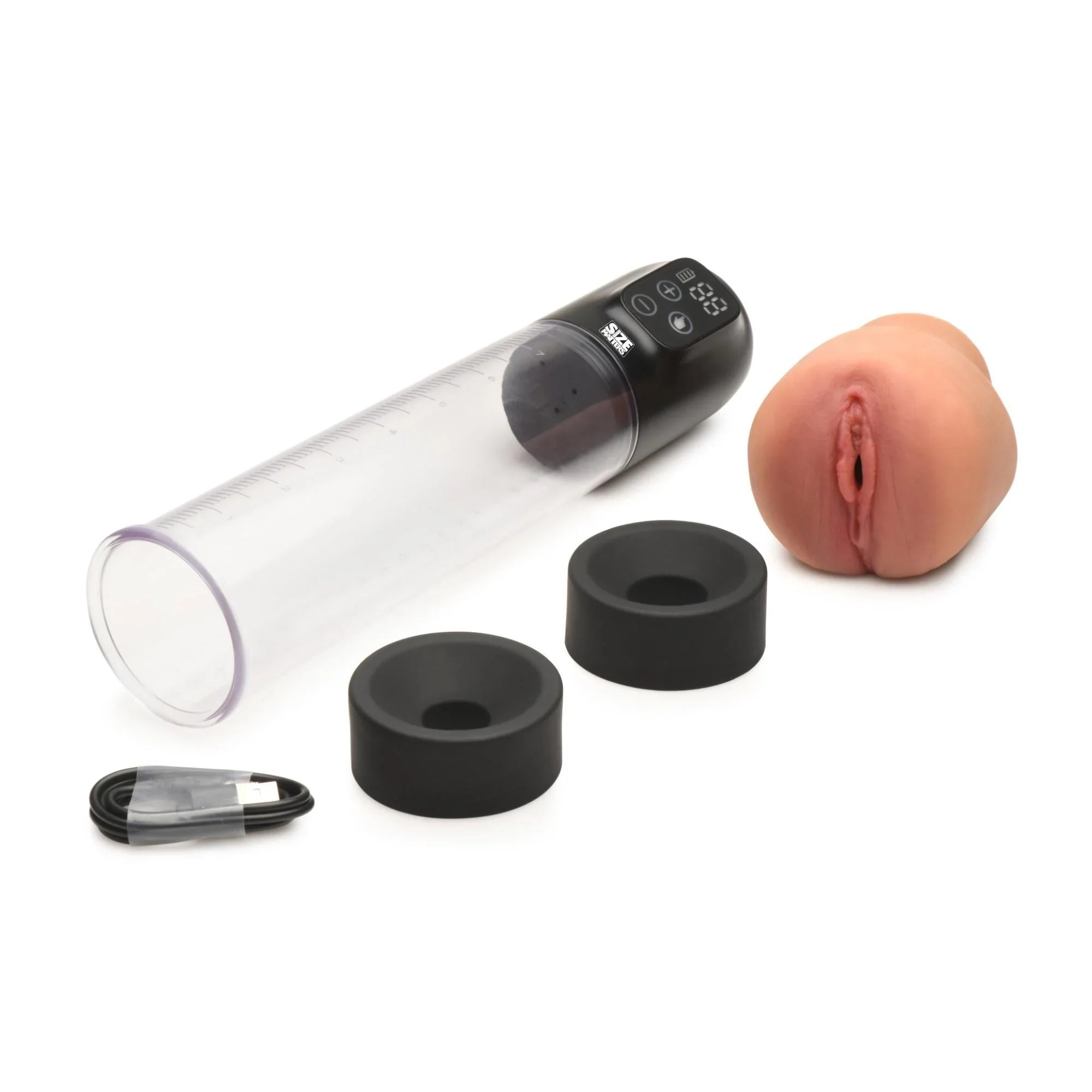 Size Matters 5X Rechargeable Sucking Penis Pump with Attachments - Buy At Luxury Toy X - Free 3-Day Shipping
