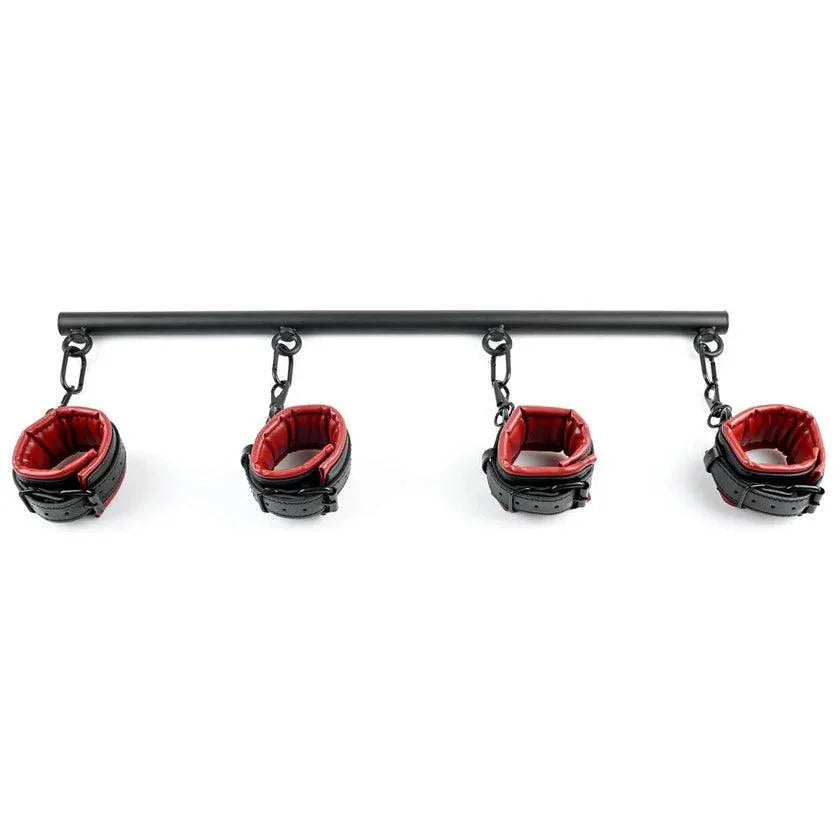 Sportsheets Saffron Spreader Bar & Cuff Set - Black/Red - Buy At Luxury Toy X - Free 3-Day Shipping