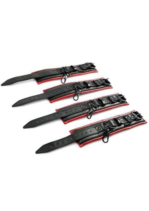 Sportsheets Saffron Spreader Bar & Cuff Set - Black/Red - Buy At Luxury Toy X - Free 3-Day Shipping