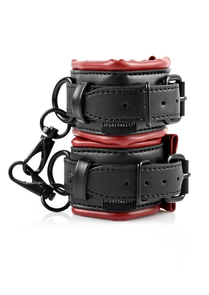 Sportsheets Saffron Spreader Bar & Cuff Set - Black/Red - Buy At Luxury Toy X - Free 3-Day Shipping