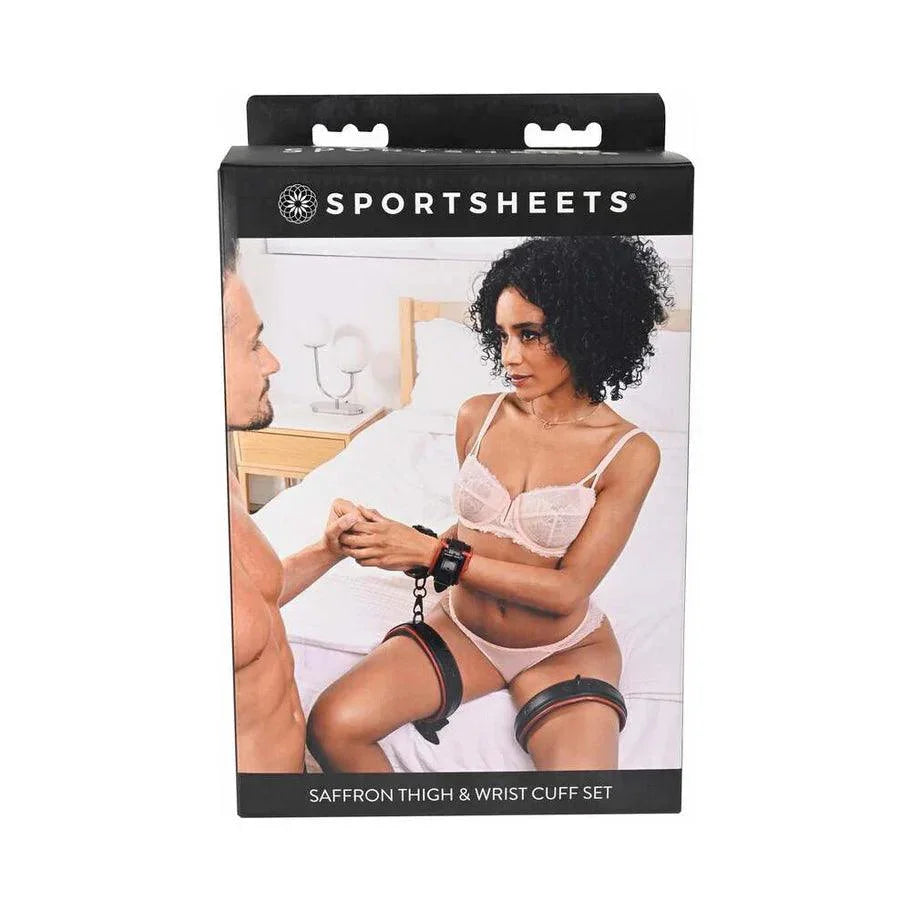 Sportsheets Saffron Thigh & Wrist Cuff Set - Red/Black - Buy At Luxury Toy X - Free 3-Day Shipping