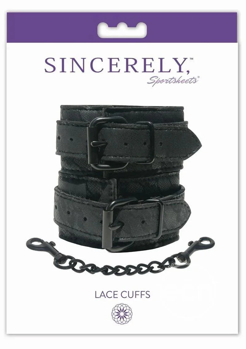 Sportsheets Sincerely Lace Adjustable Wrist Cuffs with Removable Chain - Buy At Luxury Toy X - Free 3-Day Shipping