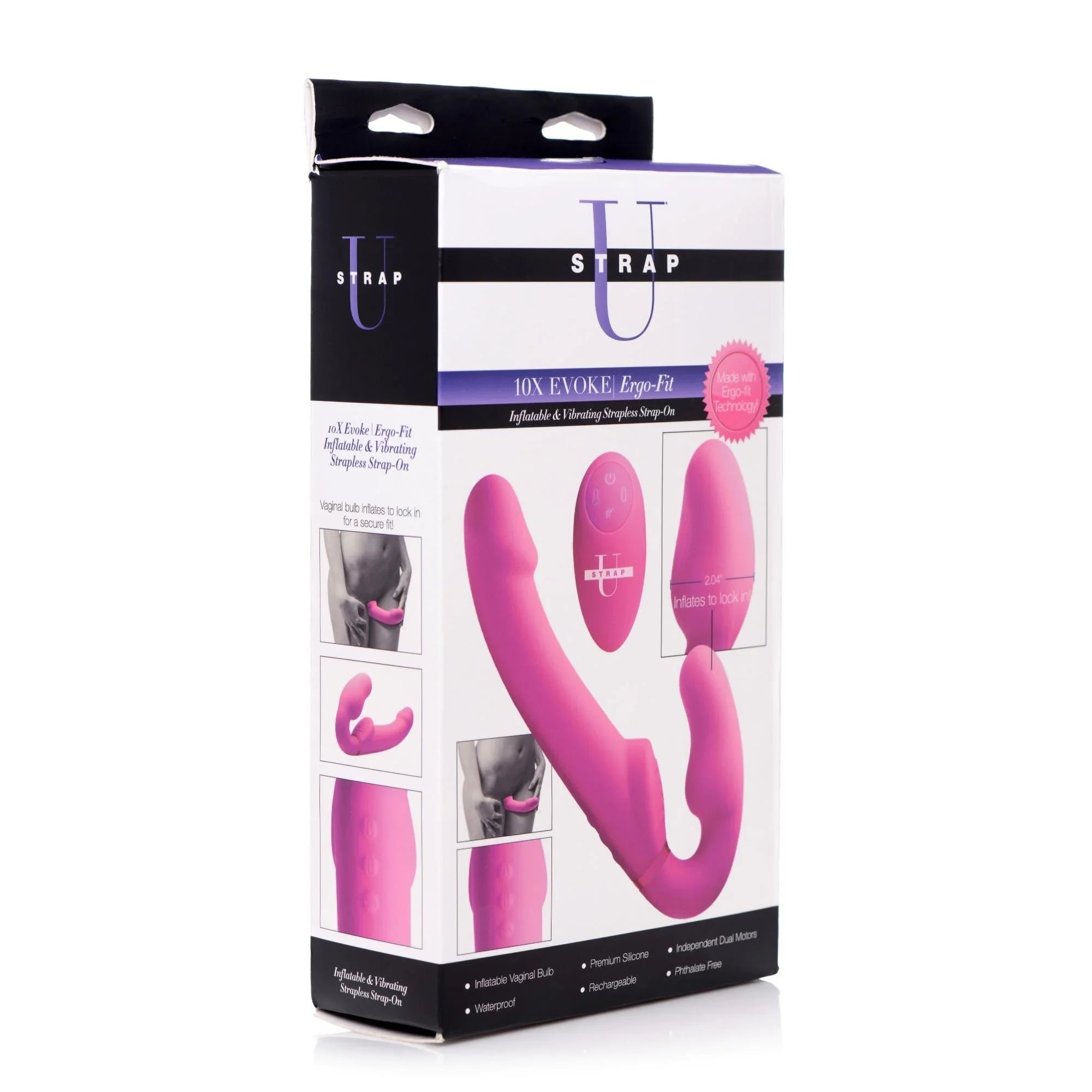 Strap U 10x Evoke Ergo Fit Inflatable & Vibrating Silicone Strapless Strap-on - Buy At Luxury Toy X - Free 3-Day Shipping