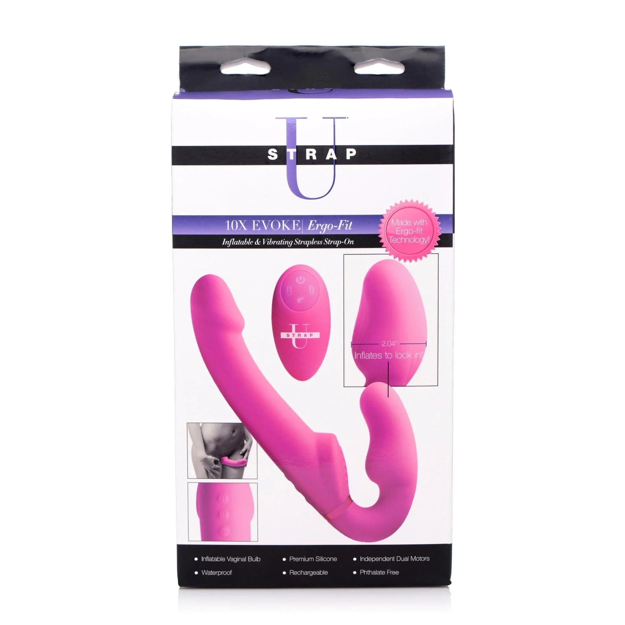 Strap U 10x Evoke Ergo Fit Inflatable & Vibrating Silicone Strapless Strap-on - Buy At Luxury Toy X - Free 3-Day Shipping