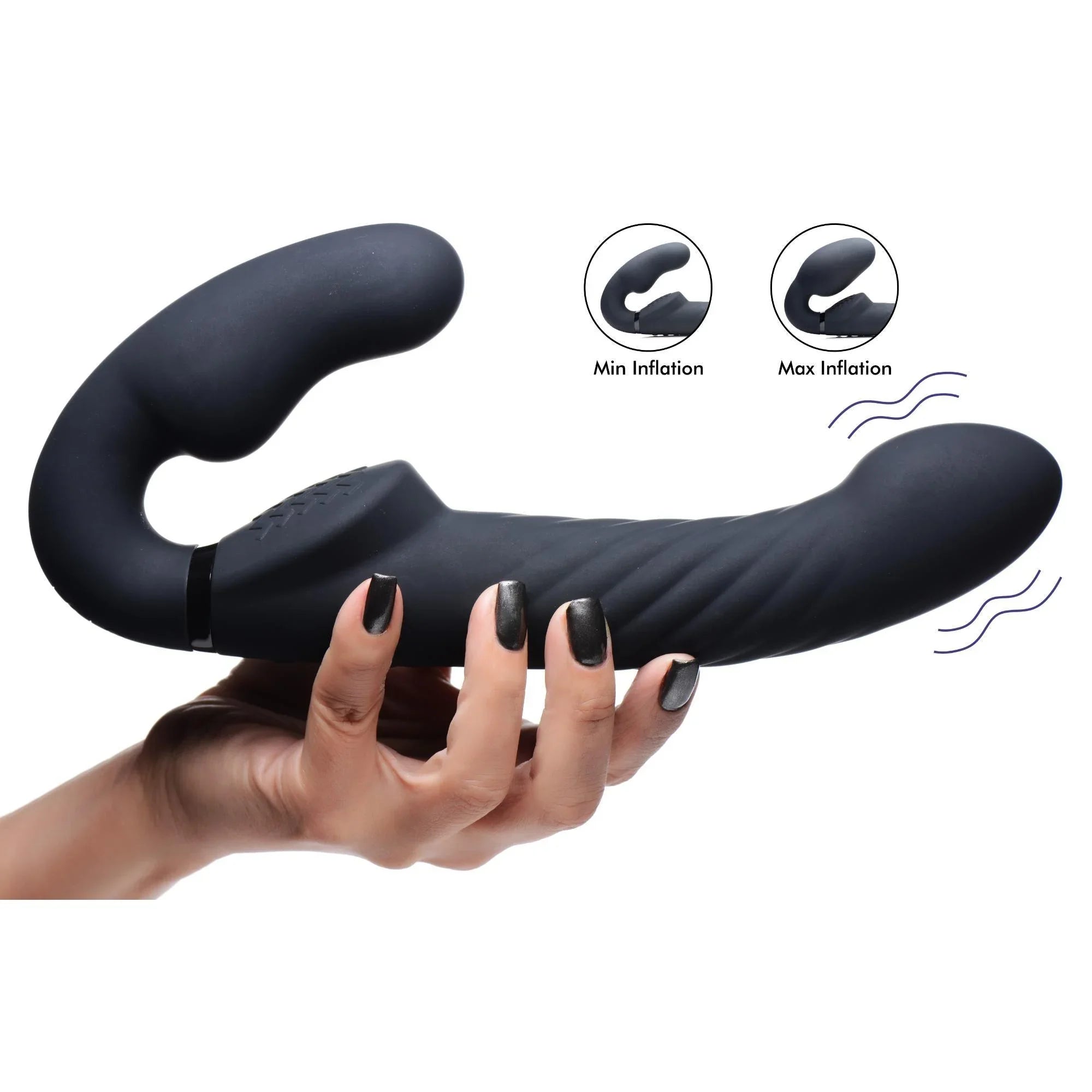 Strap U 10X Swirl Ergo-Fit Inflatable & Vibrating Strapless Strap-On -Black - Buy At Luxury Toy X - Free 3-Day Shipping