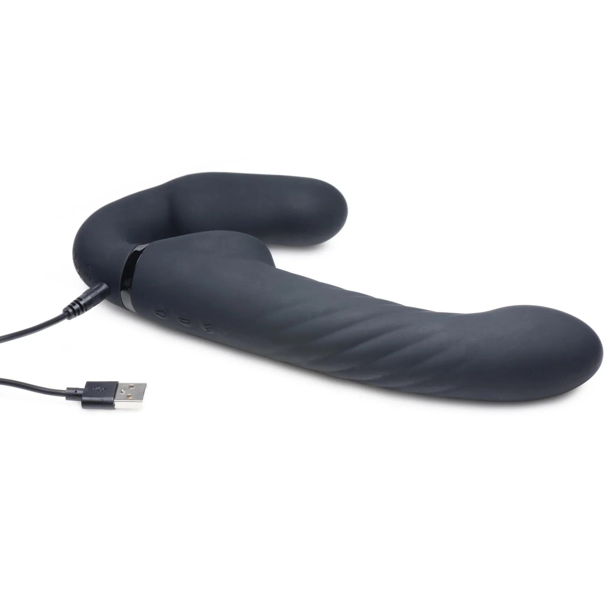 Strap U 10X Swirl Ergo-Fit Inflatable & Vibrating Strapless Strap-On -Black - Buy At Luxury Toy X - Free 3-Day Shipping
