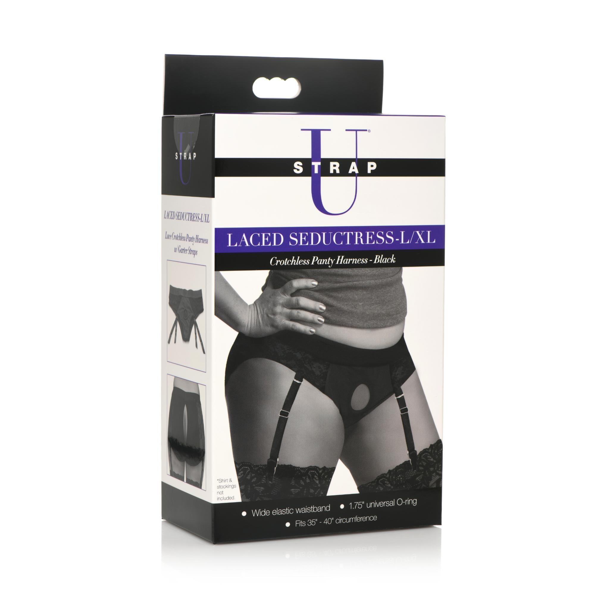Strap U Laced Seductress Lace Crotchless Panty Harness with Garter Straps - Buy At Luxury Toy X - Free 3-Day Shipping