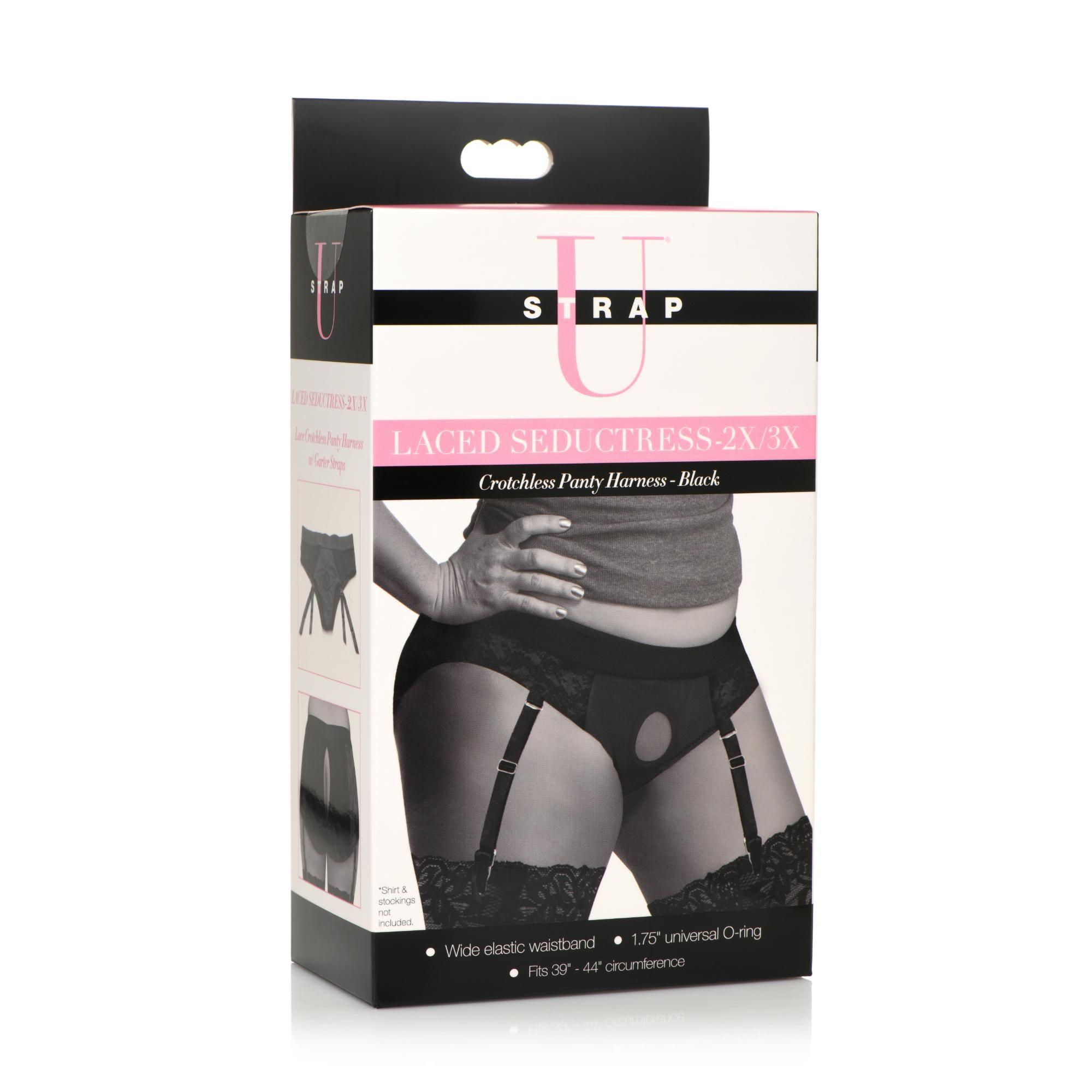 Strap U Laced Seductress Lace Crotchless Panty Harness with Garter Straps - Buy At Luxury Toy X - Free 3-Day Shipping