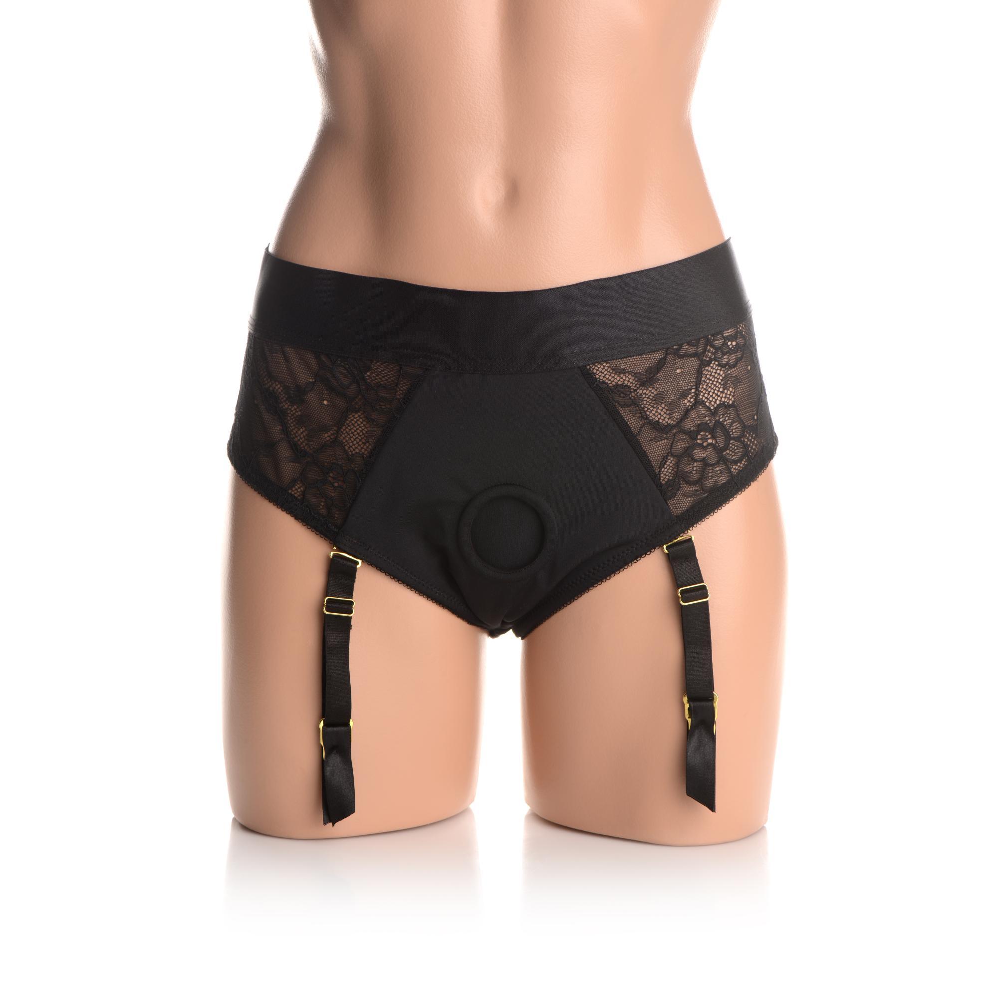 Strap U Laced Seductress Lace Crotchless Panty Harness with Garter Straps - Buy At Luxury Toy X - Free 3-Day Shipping