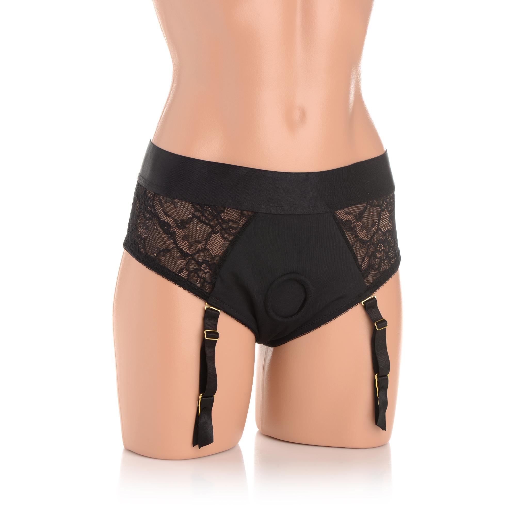 Strap U Laced Seductress Lace Crotchless Panty Harness with Garter Straps - Buy At Luxury Toy X - Free 3-Day Shipping