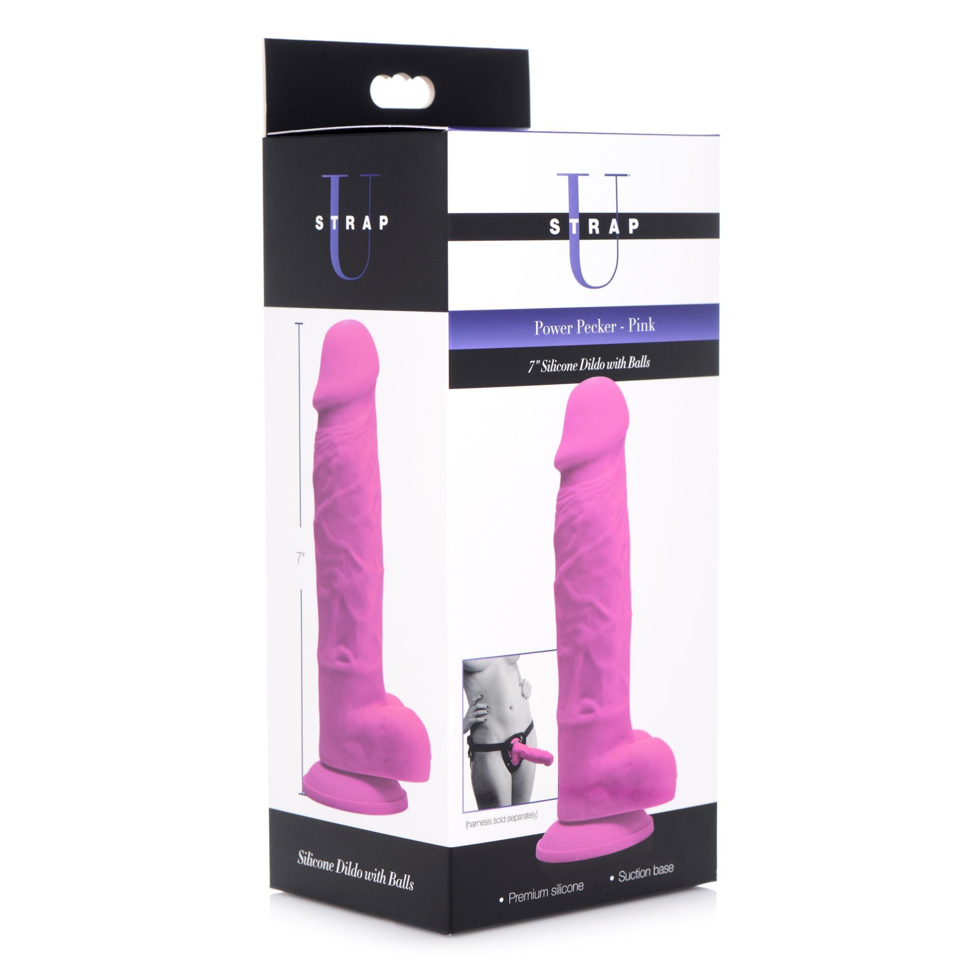 Strap U Power Pecker 7" Silicone Dildo with Balls - Buy At Luxury Toy X - Free 3-Day Shipping