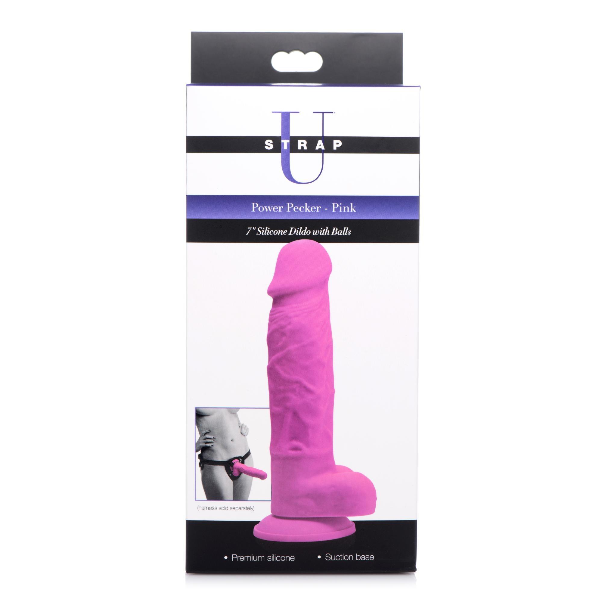 Strap U Power Pecker 7" Silicone Dildo with Balls - Buy At Luxury Toy X - Free 3-Day Shipping