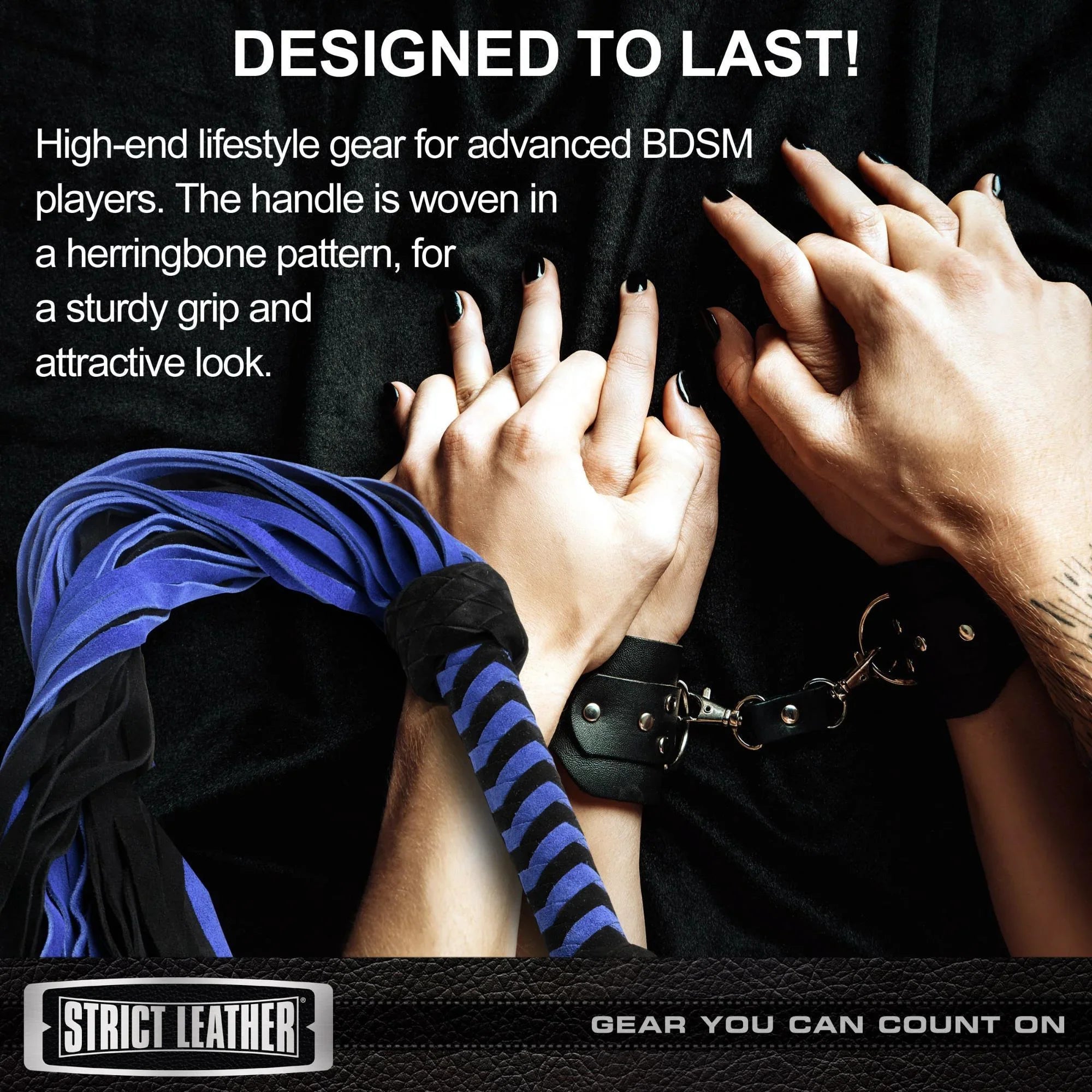 Strict Leather Black and Blue Suede Flogger - Buy At Luxury Toy X - Free 3-Day Shipping