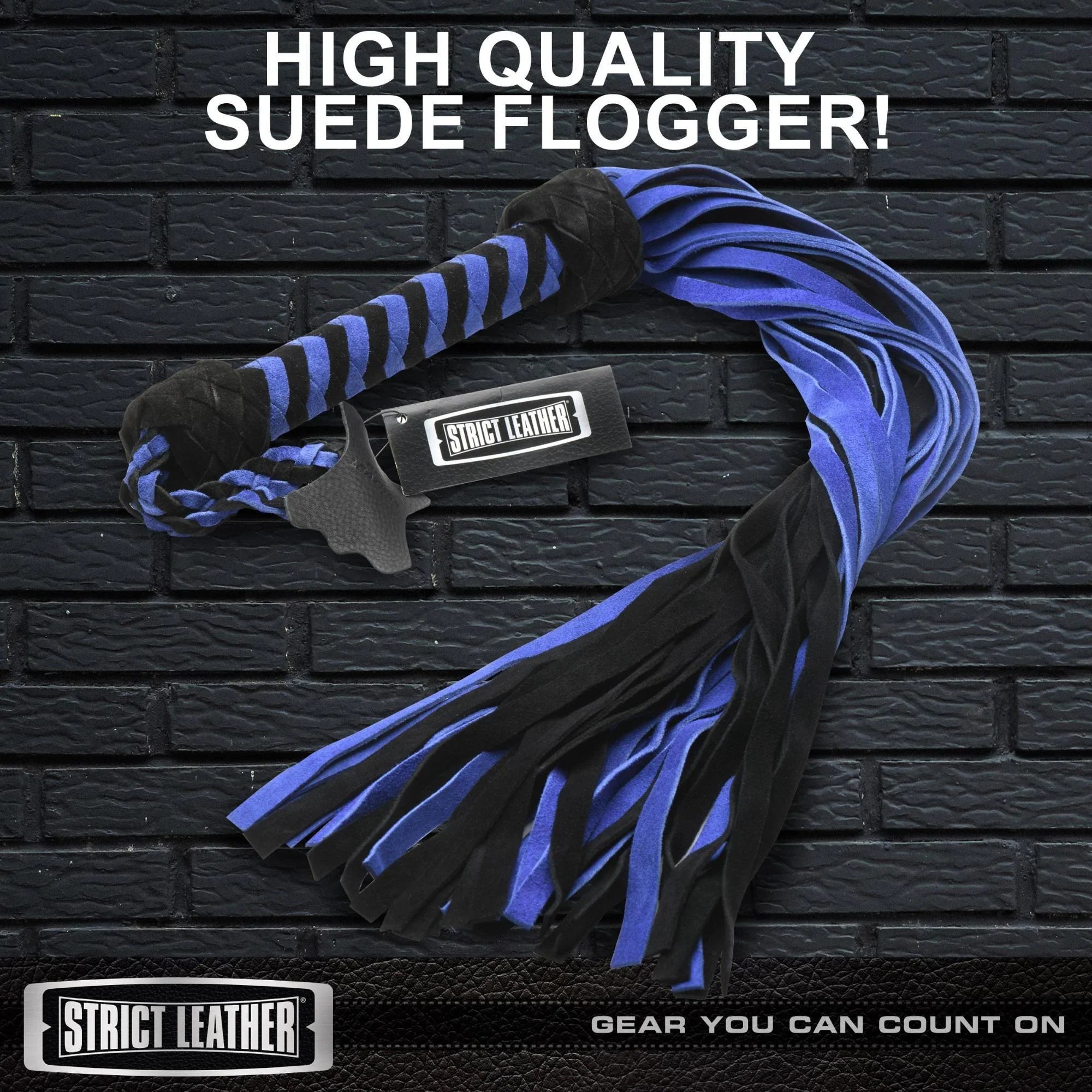 Strict Leather Black and Blue Suede Flogger - Buy At Luxury Toy X - Free 3-Day Shipping