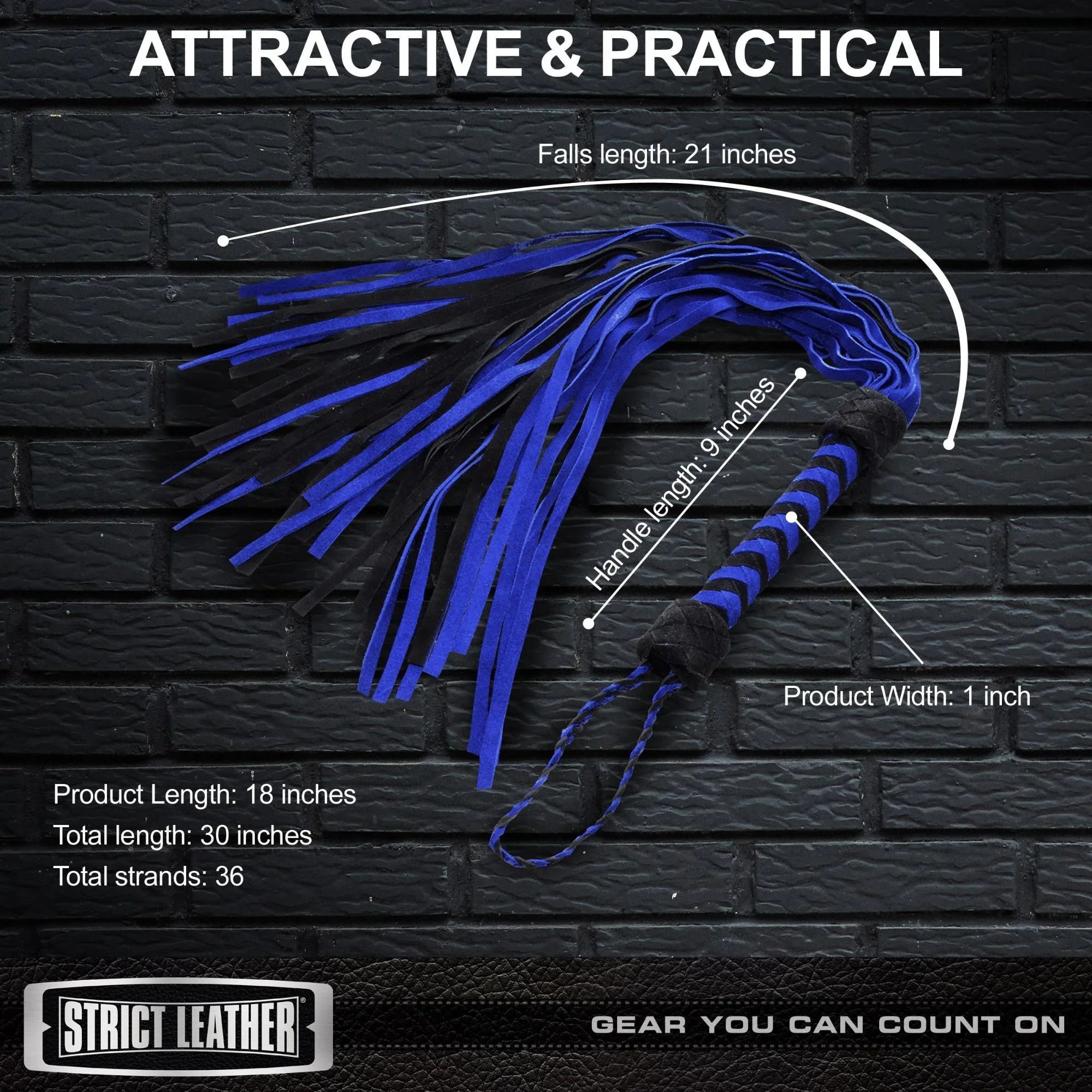 Strict Leather Black and Blue Suede Flogger - Buy At Luxury Toy X - Free 3-Day Shipping