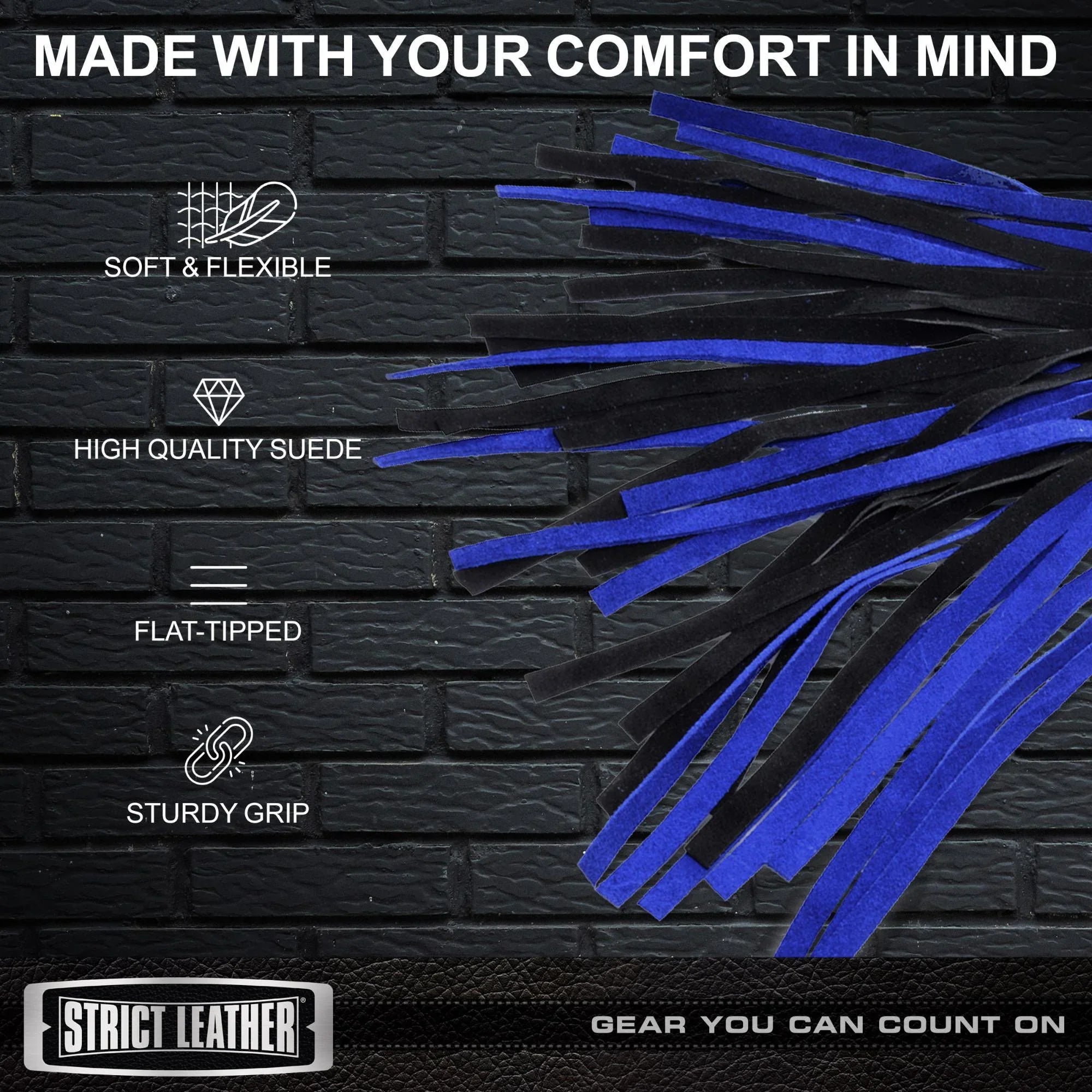 Strict Leather Black and Blue Suede Flogger - Buy At Luxury Toy X - Free 3-Day Shipping