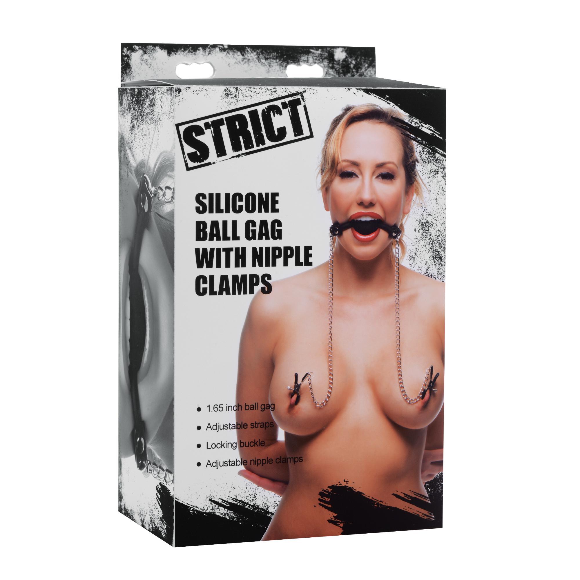 STRICT Silicone Ball Gag with Nipple Clamps - Buy At Luxury Toy X - Free 3-Day Shipping
