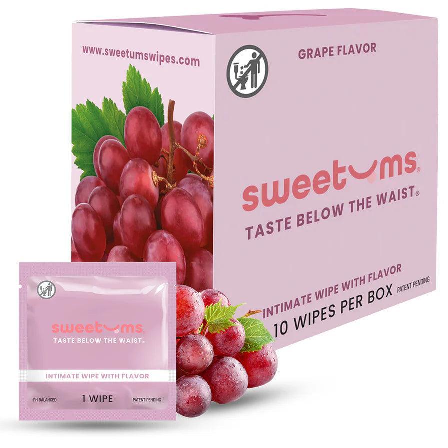 Sweetums Intimate Wipes Grape Flavor 10-Pack - Buy At Luxury Toy X - Free 3-Day Shipping