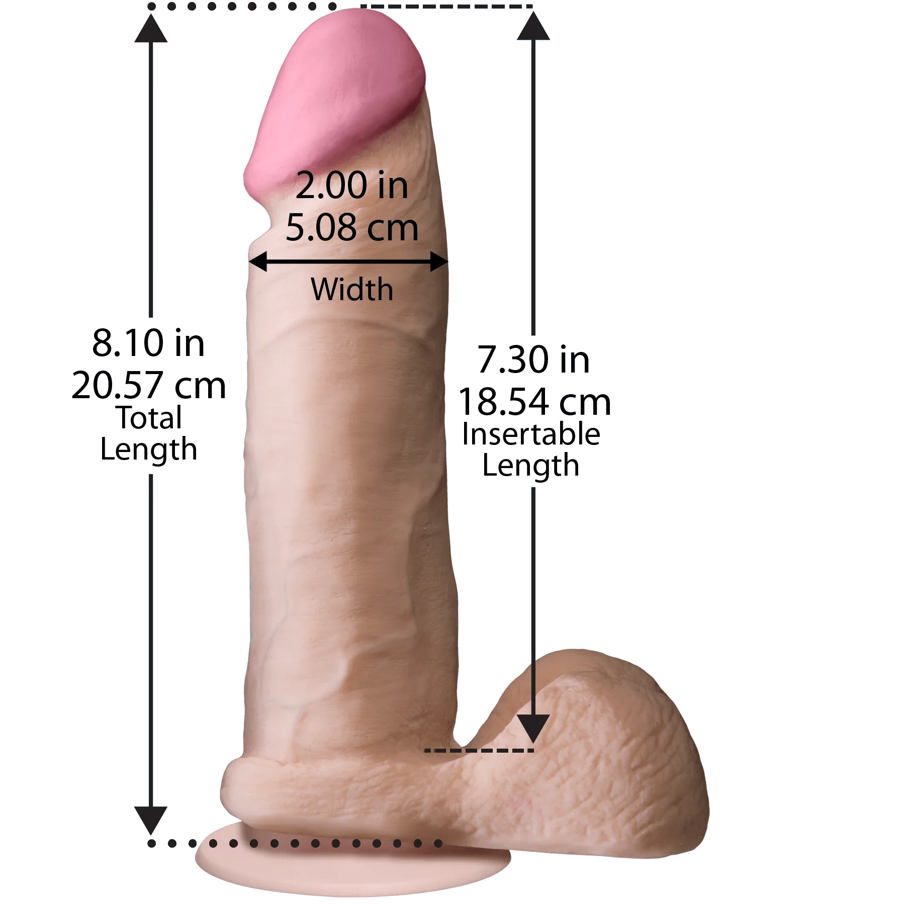 The Realistic Cock - With Removable Vac-U-Lock Suction Cup - ULTRASKYN - 8 Inch (with balls) - Buy At Luxury Toy X - Free 3-Day Shipping