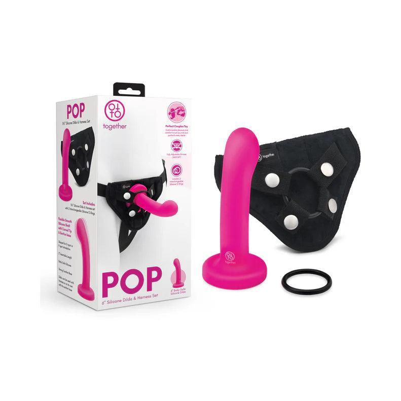 Together Pop 5 in. Silicone Dildo and Harness Set Pink - Buy At Luxury Toy X - Free 3-Day Shipping