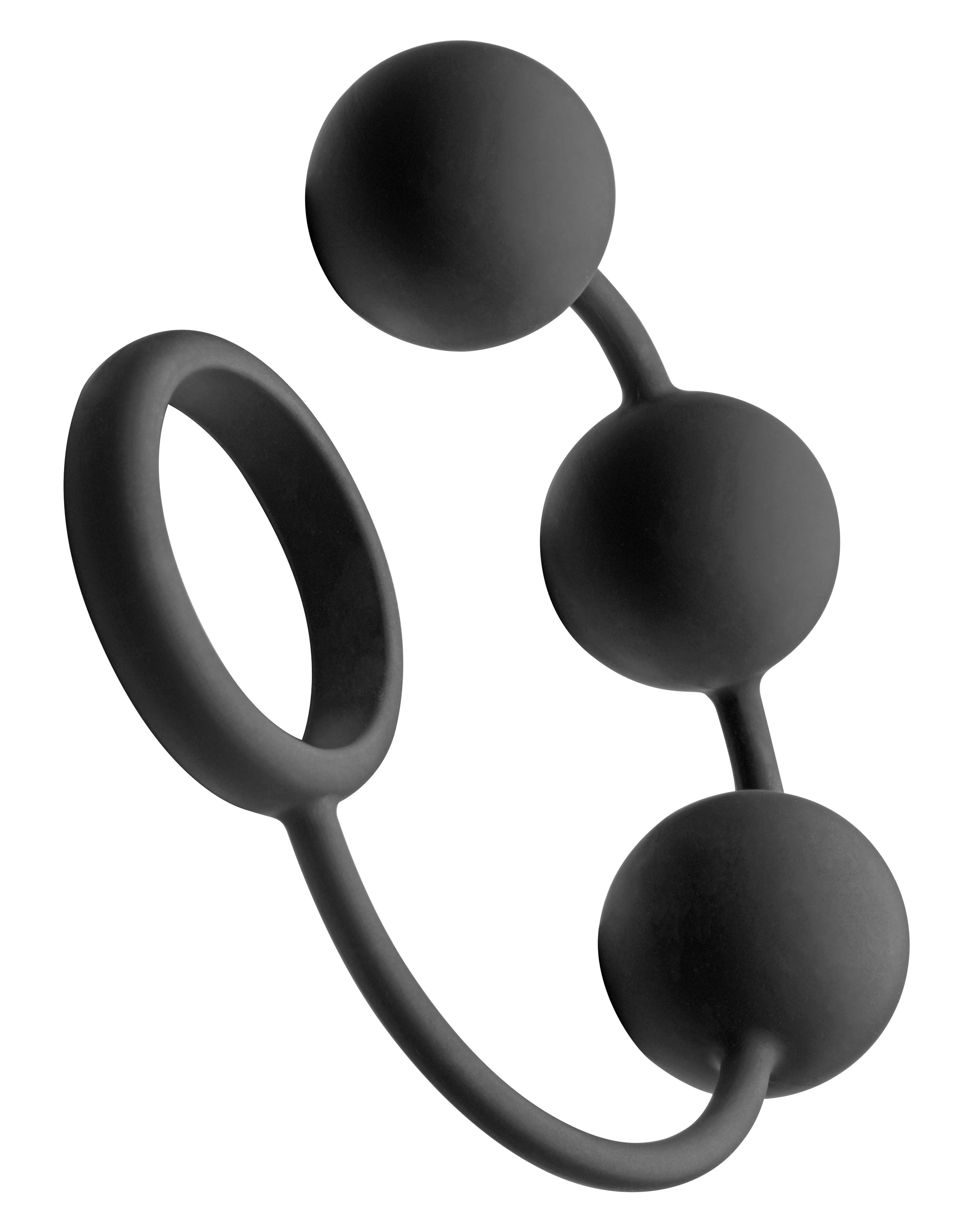 Tom Of Finland Silicone Cock Ring with 3 Weighted Balls - Buy At Luxury Toy X - Free 3-Day Shipping