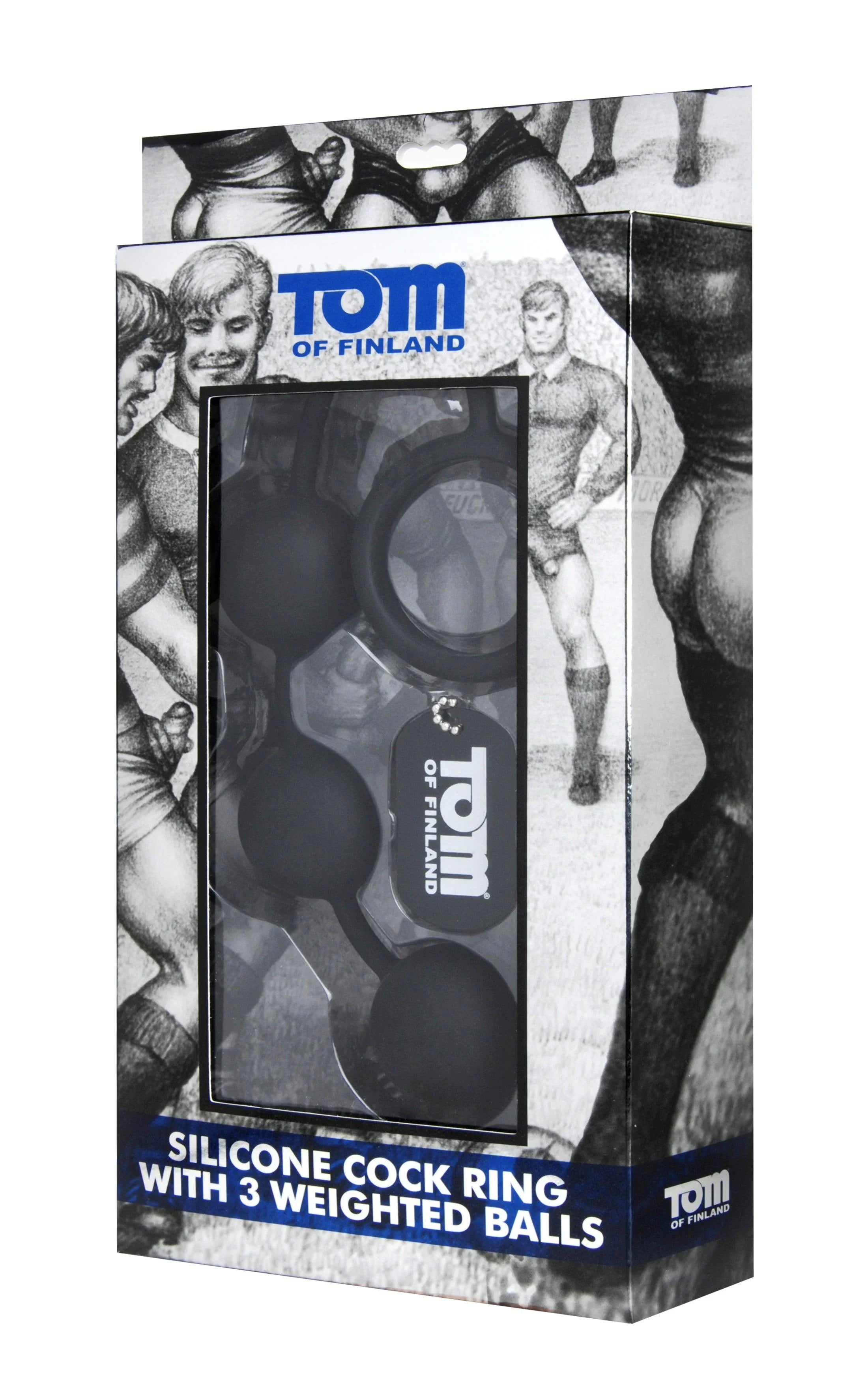Tom Of Finland Silicone Cock Ring with 3 Weighted Balls - Buy At Luxury Toy X - Free 3-Day Shipping