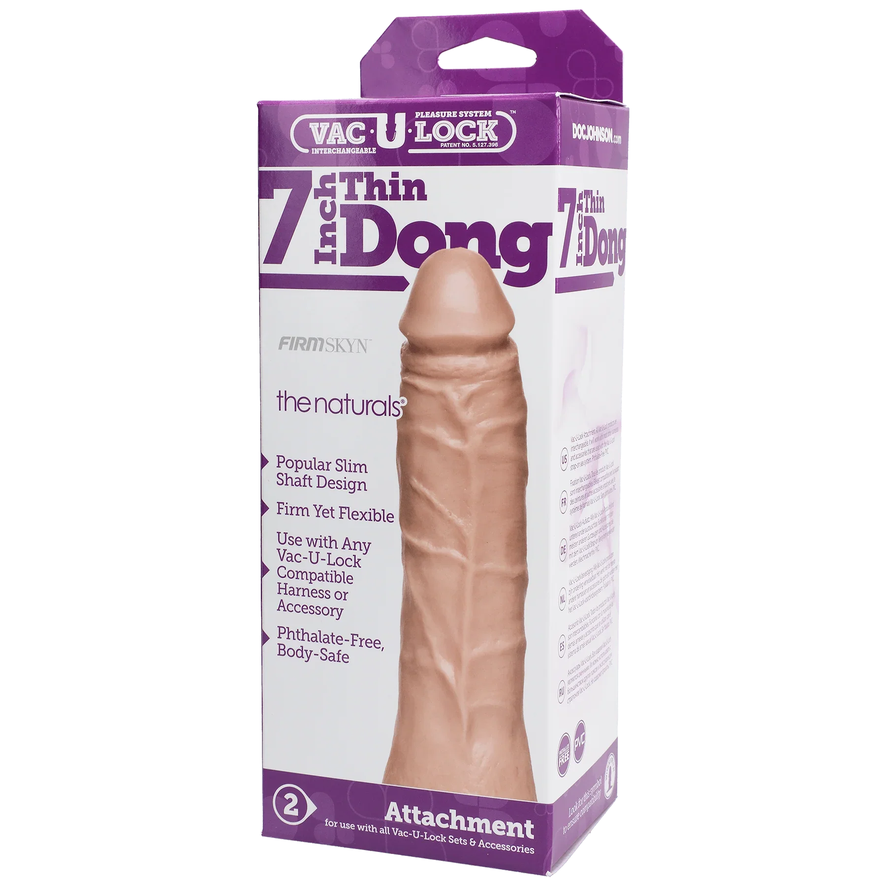 Vac-U-Lock - 7 Inch Thin Dong - The Naturals® - Buy At Luxury Toy X - Free 3-Day Shipping
