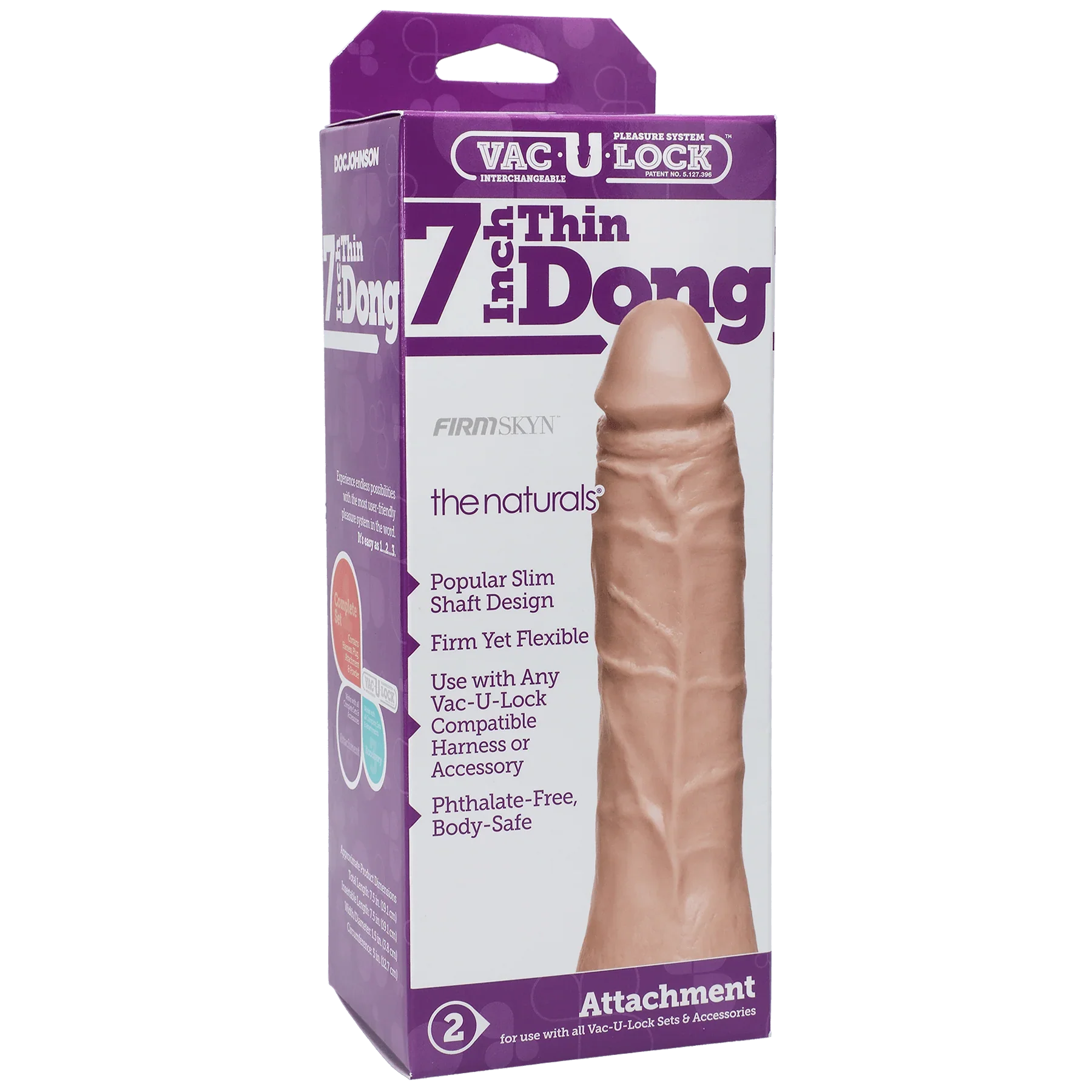 Vac-U-Lock - 7 Inch Thin Dong - The Naturals® - Buy At Luxury Toy X - Free 3-Day Shipping
