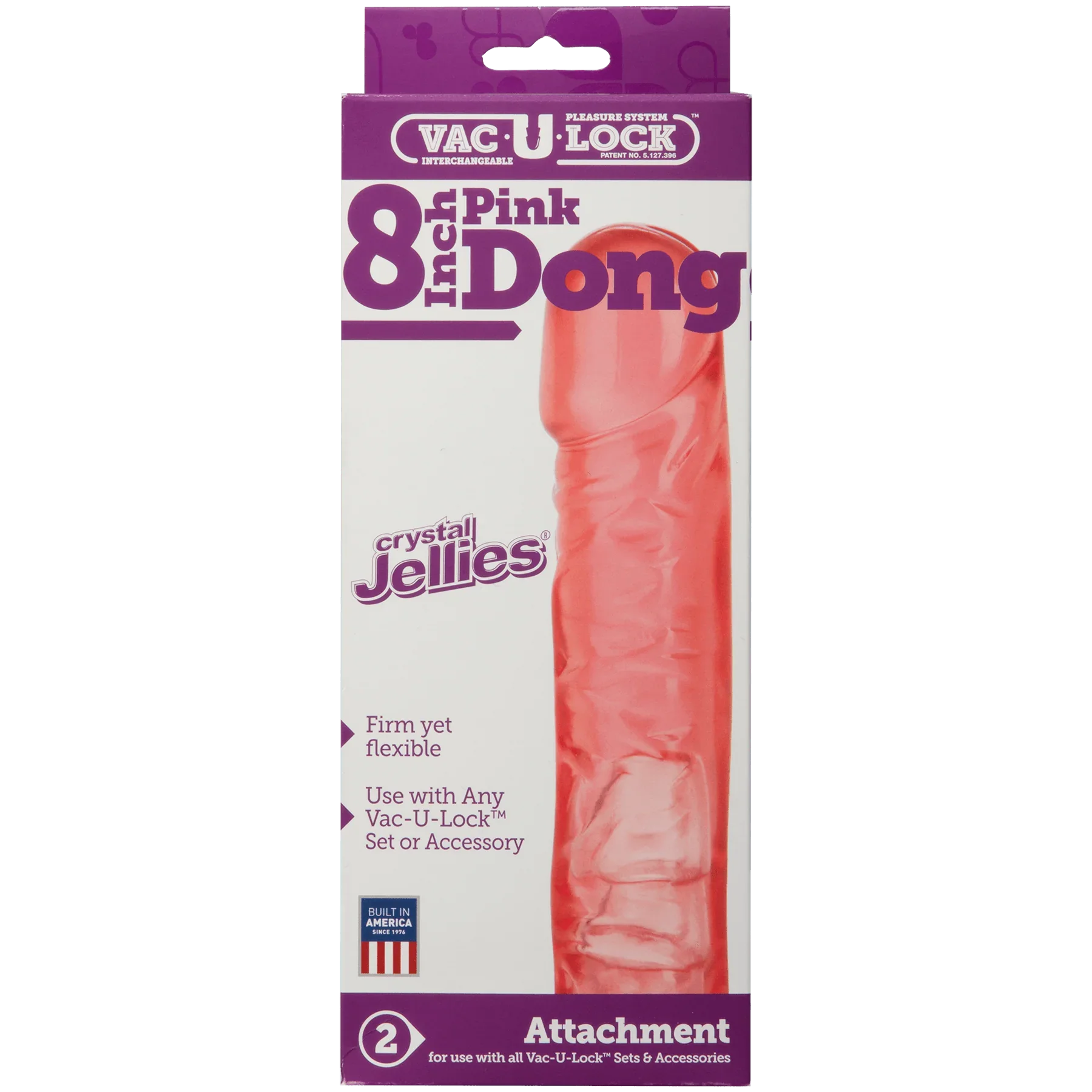 Vac-U-Lock - 8 Inch Pink Dong - Crystal Jellies - Buy At Luxury Toy X - Free 3-Day Shipping