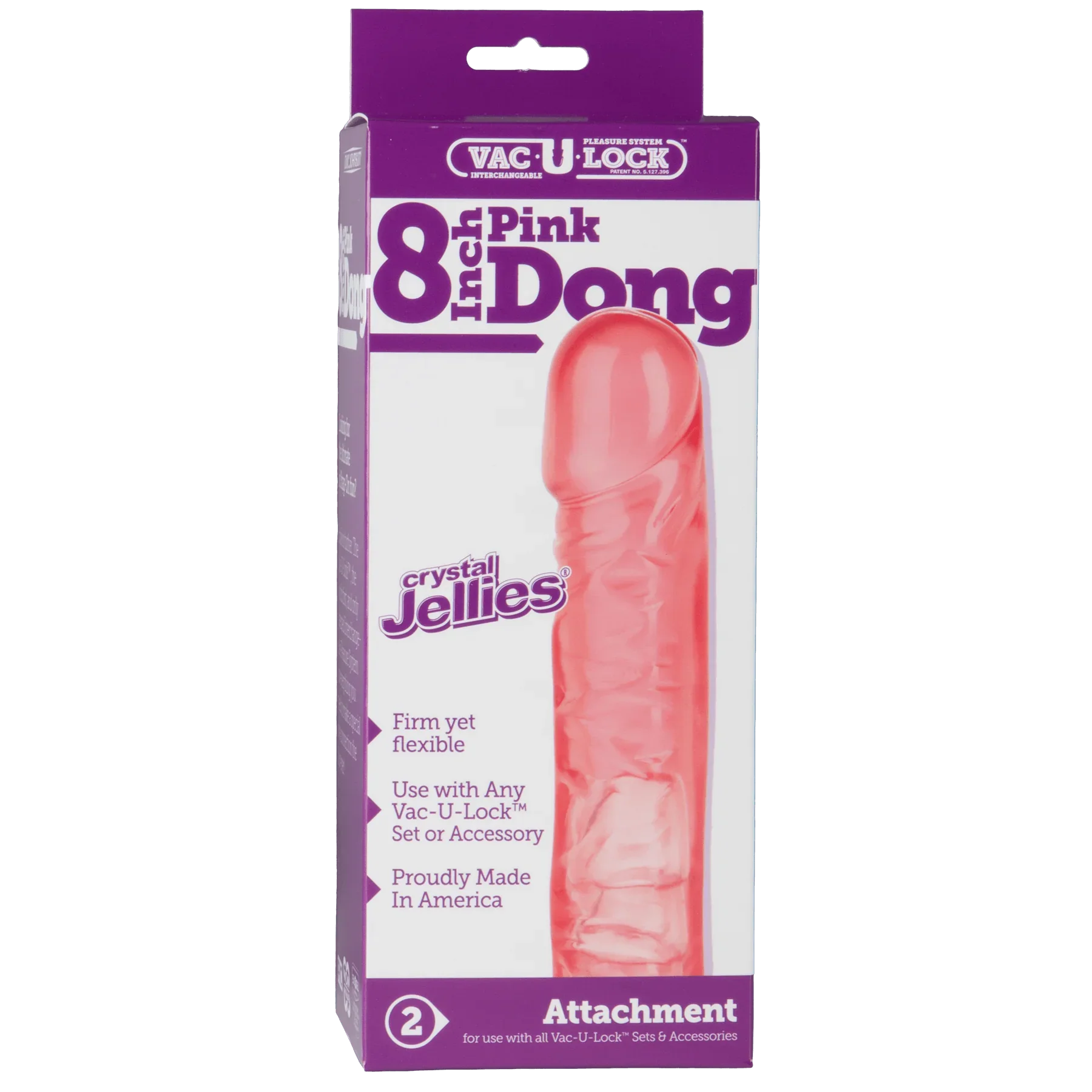 Vac-U-Lock - 8 Inch Pink Dong - Crystal Jellies - Buy At Luxury Toy X - Free 3-Day Shipping