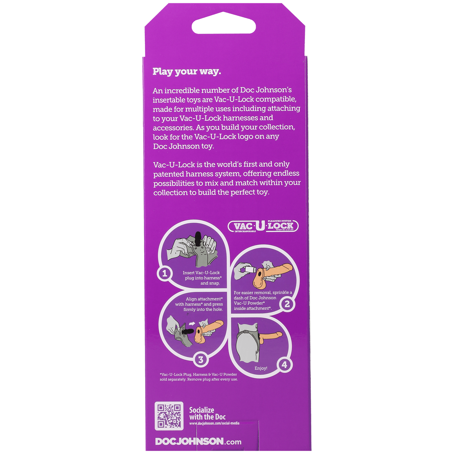 Vac-U-Lock CodeBlack - 7 Inch Thin Dong - The Naturals - Buy At Luxury Toy X - Free 3-Day Shipping