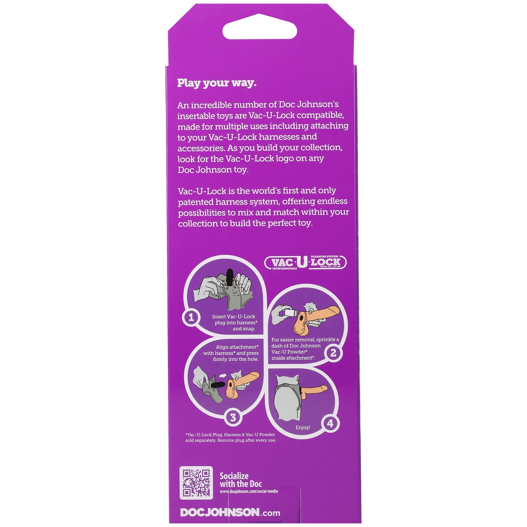 Vac-U-Lock CodeBlack - 7 Inch Thin Dong - The Naturals - Buy At Luxury Toy X - Free 3-Day Shipping