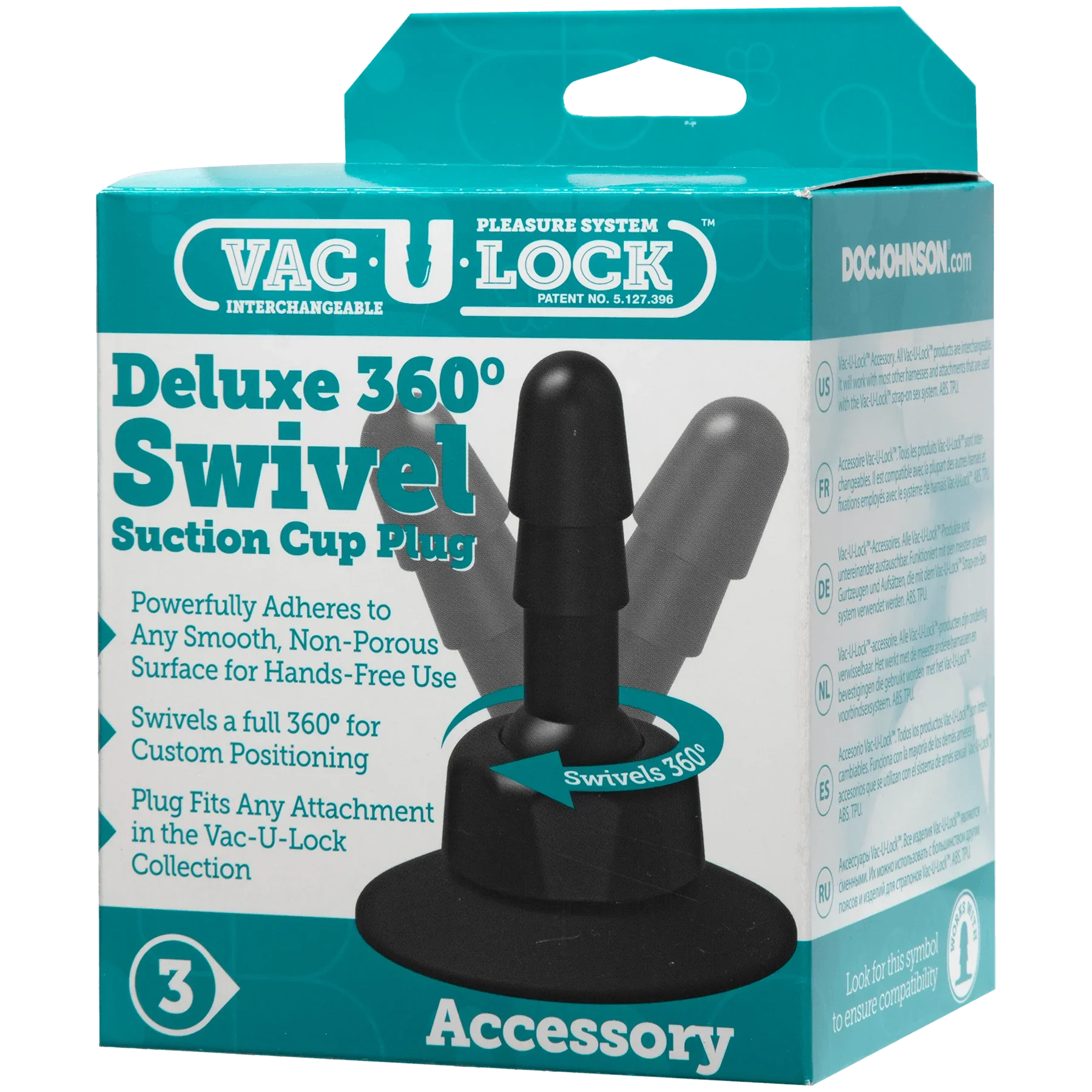 Vac U Lock Deluxe 360 Swivel Suction Cup Plug Black - Buy At Luxury Toy X - Free 3-Day Shipping