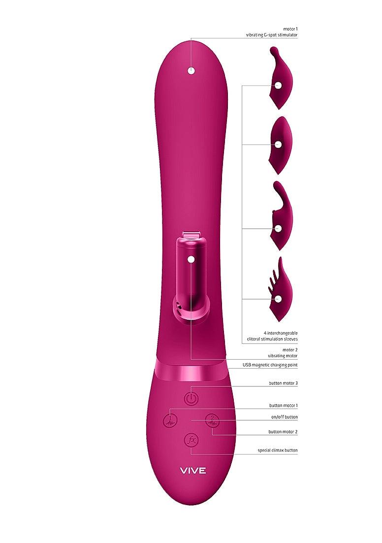 VIVE CHOU Rechargeable Silicone Rabbit Vibrator With Interchangeable Clitoral Sleeves - Buy At Luxury Toy X - Free 3-Day Shipping