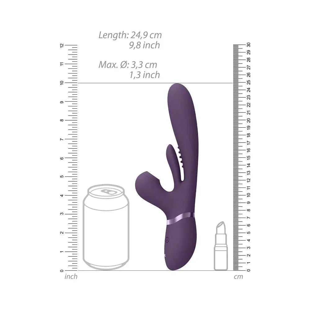VIVE ENA Rechargeable Thrusting Silicone G-Spot Vibrator with Flapping Tongue and Air Wave Stimulator - Buy At Luxury Toy X - Free 3-Day Shipping