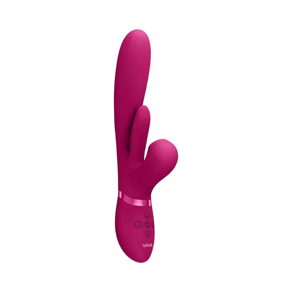 VIVE ENA Rechargeable Thrusting Silicone G-Spot Vibrator with Flapping Tongue and Air Wave Stimulator - Buy At Luxury Toy X - Free 3-Day Shipping