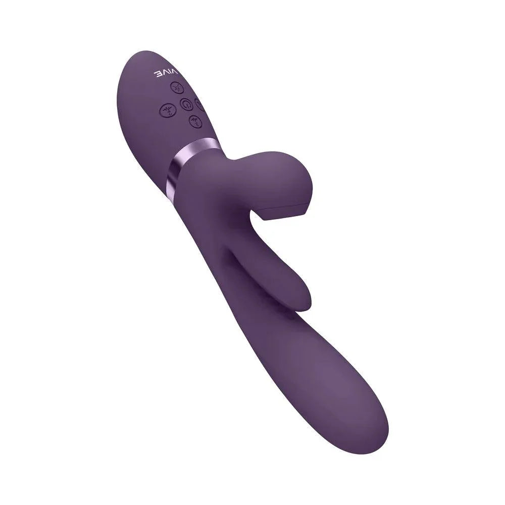VIVE ENA Rechargeable Thrusting Silicone G-Spot Vibrator with Flapping Tongue and Air Wave Stimulator - Buy At Luxury Toy X - Free 3-Day Shipping
