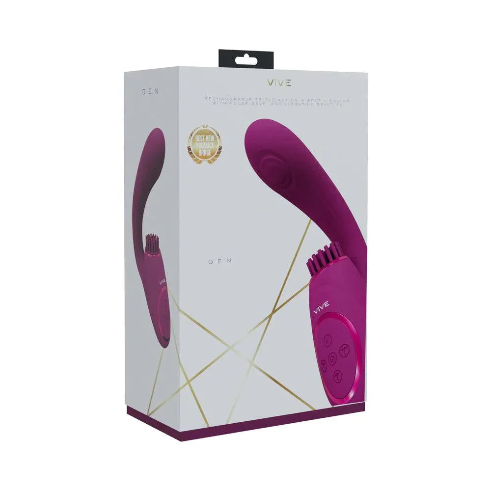 VIVE Gen Rechargeable Triple Motor G-Spot Vibrator with Pulse Wave and Vibrating Bristles - Buy At Luxury Toy X - Free 3-Day Shipping