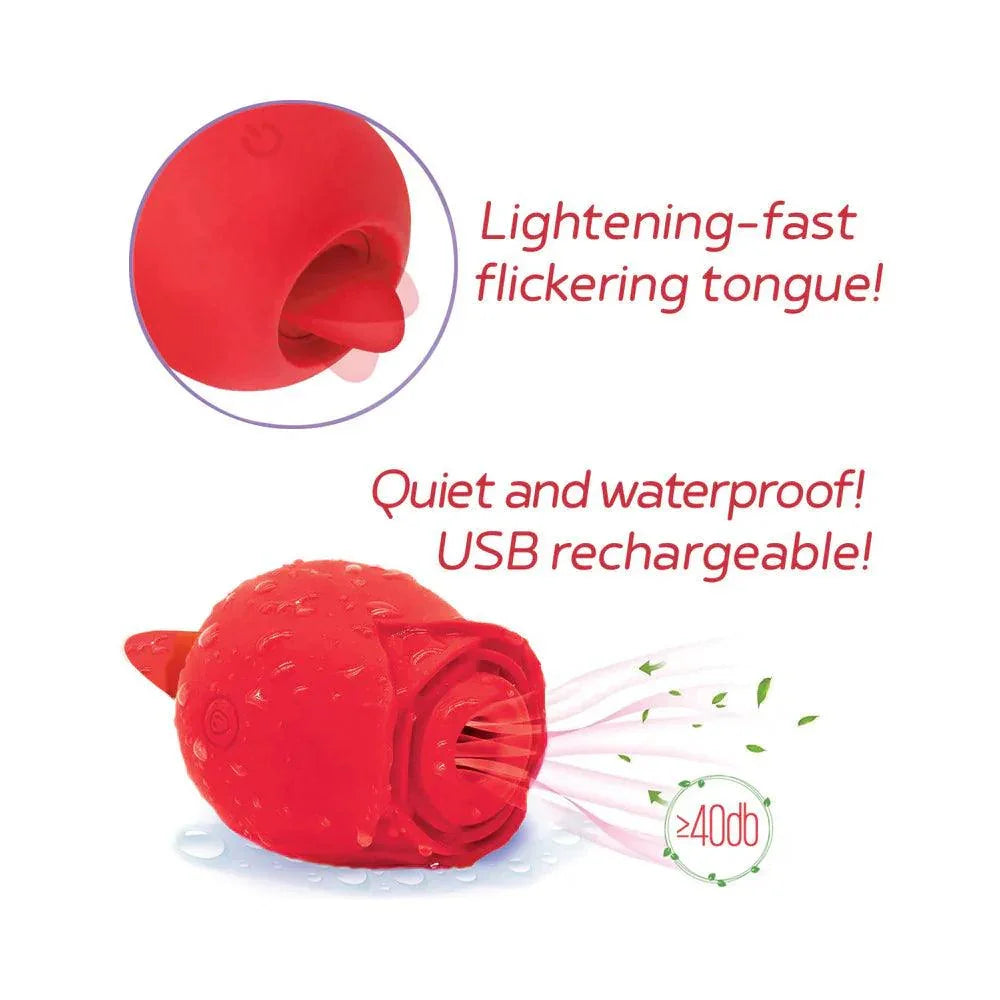 Wild Rose & Tongue Rechargeable Silicone Clitoral Stimulator with Suction - Buy At Luxury Toy X - Free 3-Day Shipping