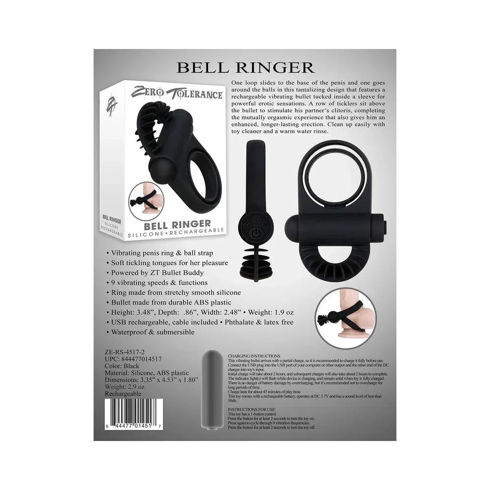 Zero Tolerance Bell Ringer Rechargeable Vibrating Flicking Silicone Cockring - Buy At Luxury Toy X - Free 3-Day Shipping