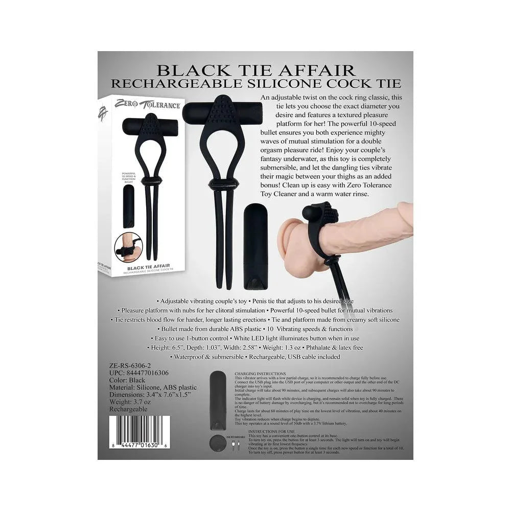 Zero Tolerance Black Tie Affair Rechargeable Silicone Cock Tie Cockring - Buy At Luxury Toy X - Free 3-Day Shipping