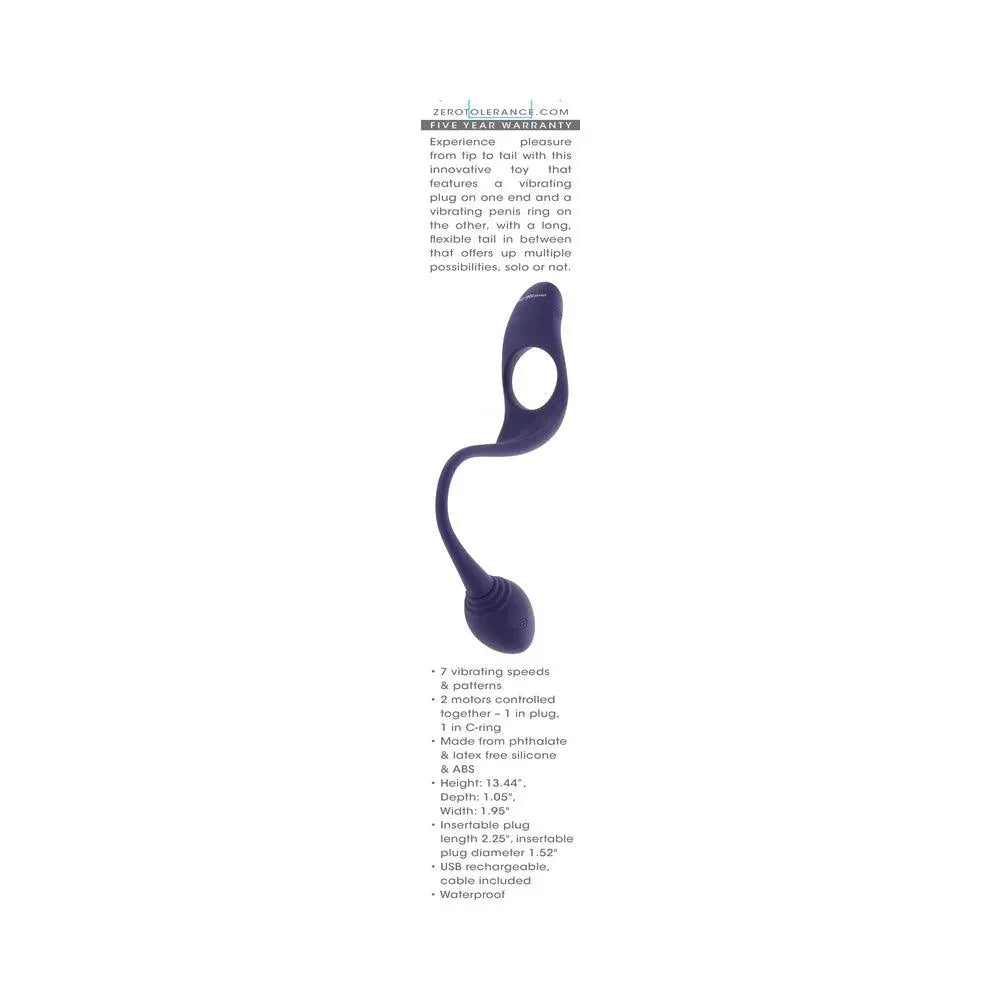Zero Tolerance Tip to Tail Rechargeable Silicone Cock Ring with Anal Plug - Buy At Luxury Toy X - Free 3-Day Shipping