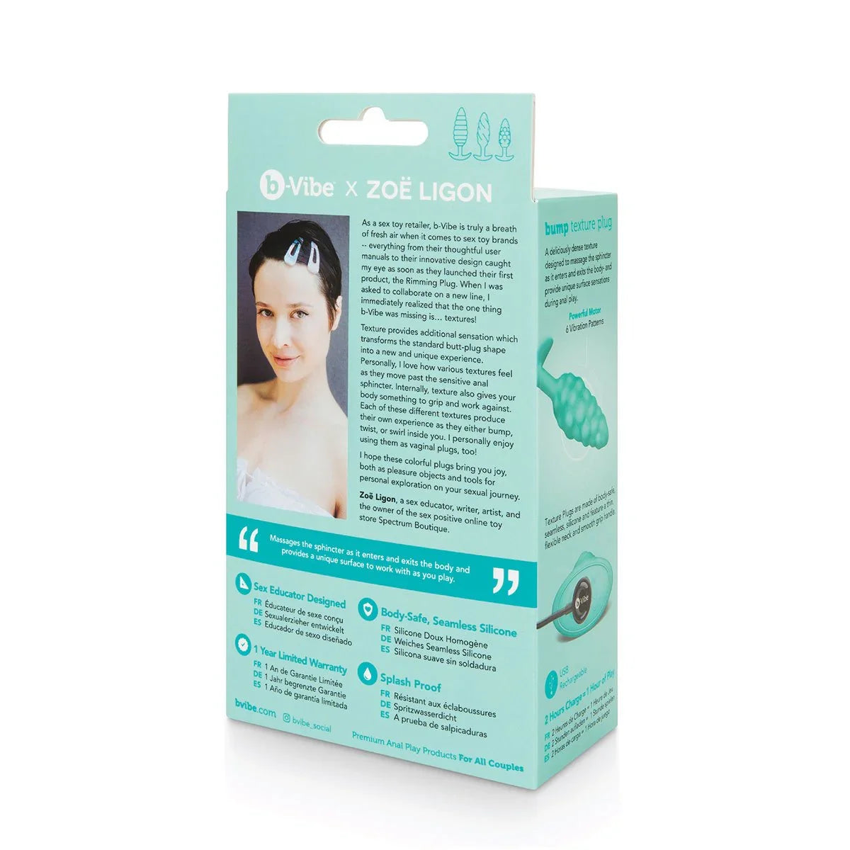 B-Vibe Texture Plug Bump Aqua SM - Buy At Luxury Toy X - Free 3-Day Shipping