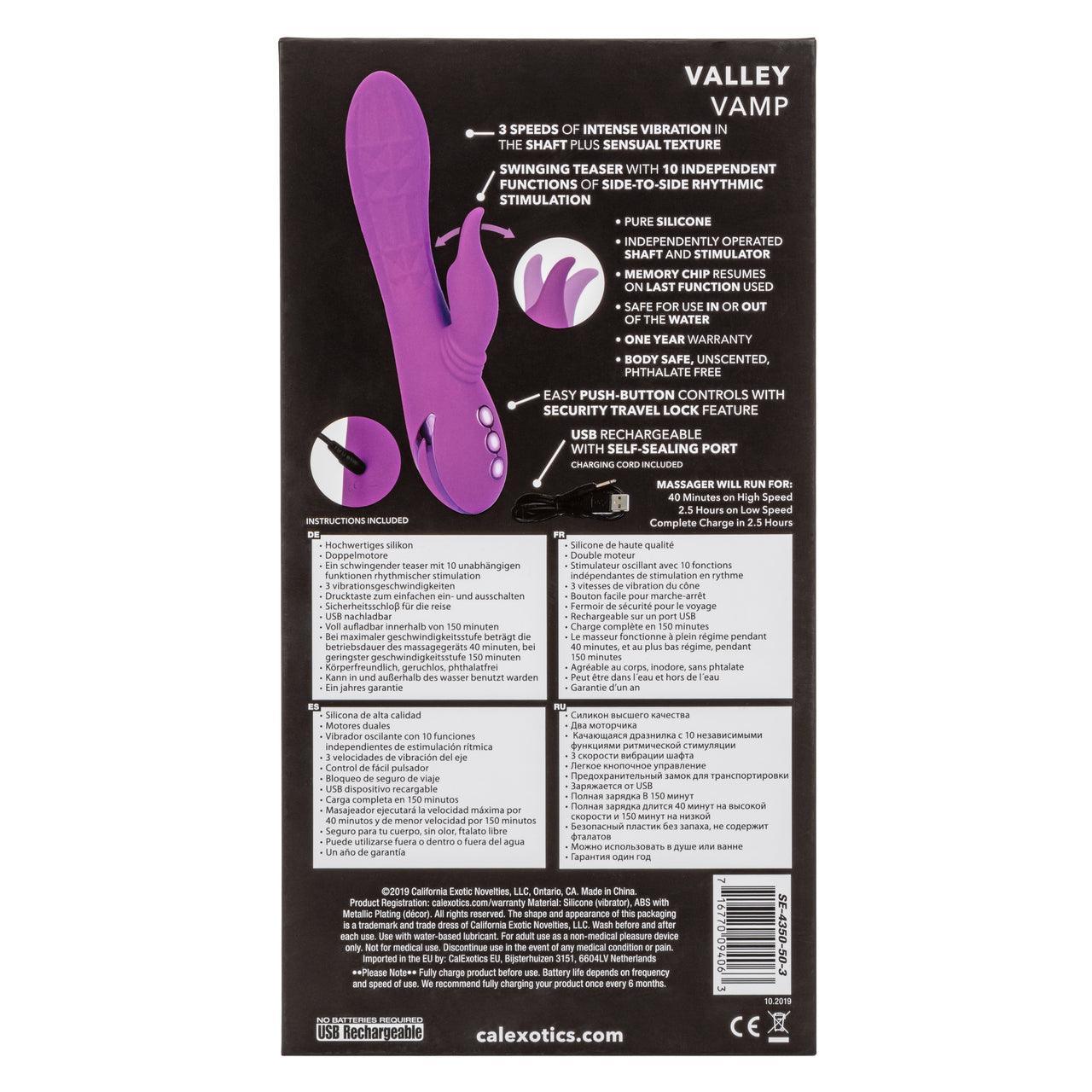 California Dreaming Valley Vamp Rechargeable Silicone Vibrating Massager - Buy At Luxury Toy X - Free 3-Day Shipping