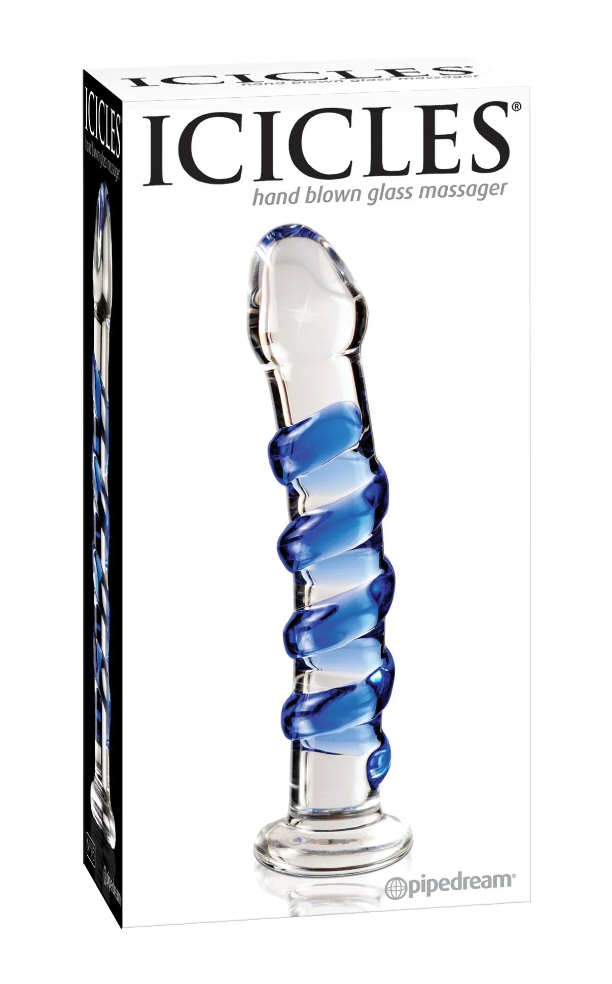 Icicles 05 Hand Blown Glass Blue Spiral Dildo - Buy At Luxury Toy X - Free 3-Day Shipping