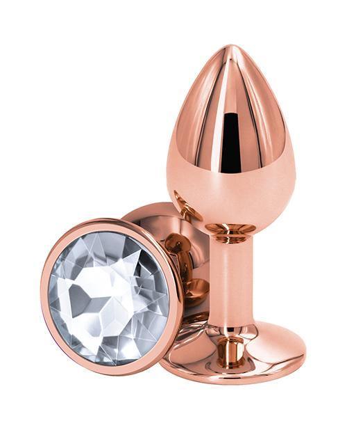 Rear Assets Rose Gold Anal Plug Small Clear Gem Metal Butt Plug Rear Assets Rose Gold Anal Plug Small Clear Gem Metal Butt Plug