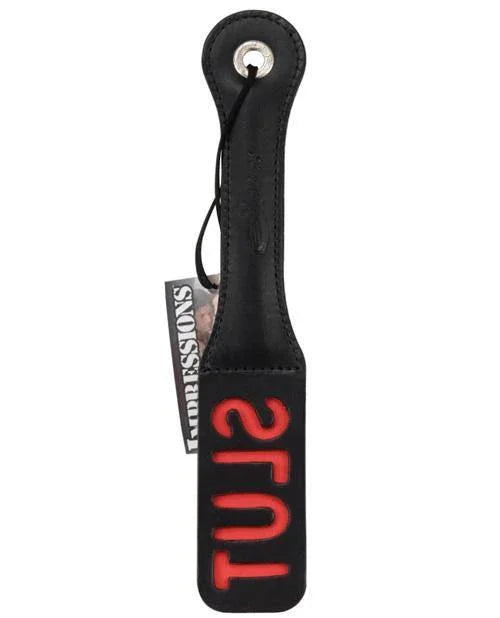 Sportsheets 12" Leather Slut Impression Paddle - Buy At Luxury Toy X - Free 3-Day Shipping